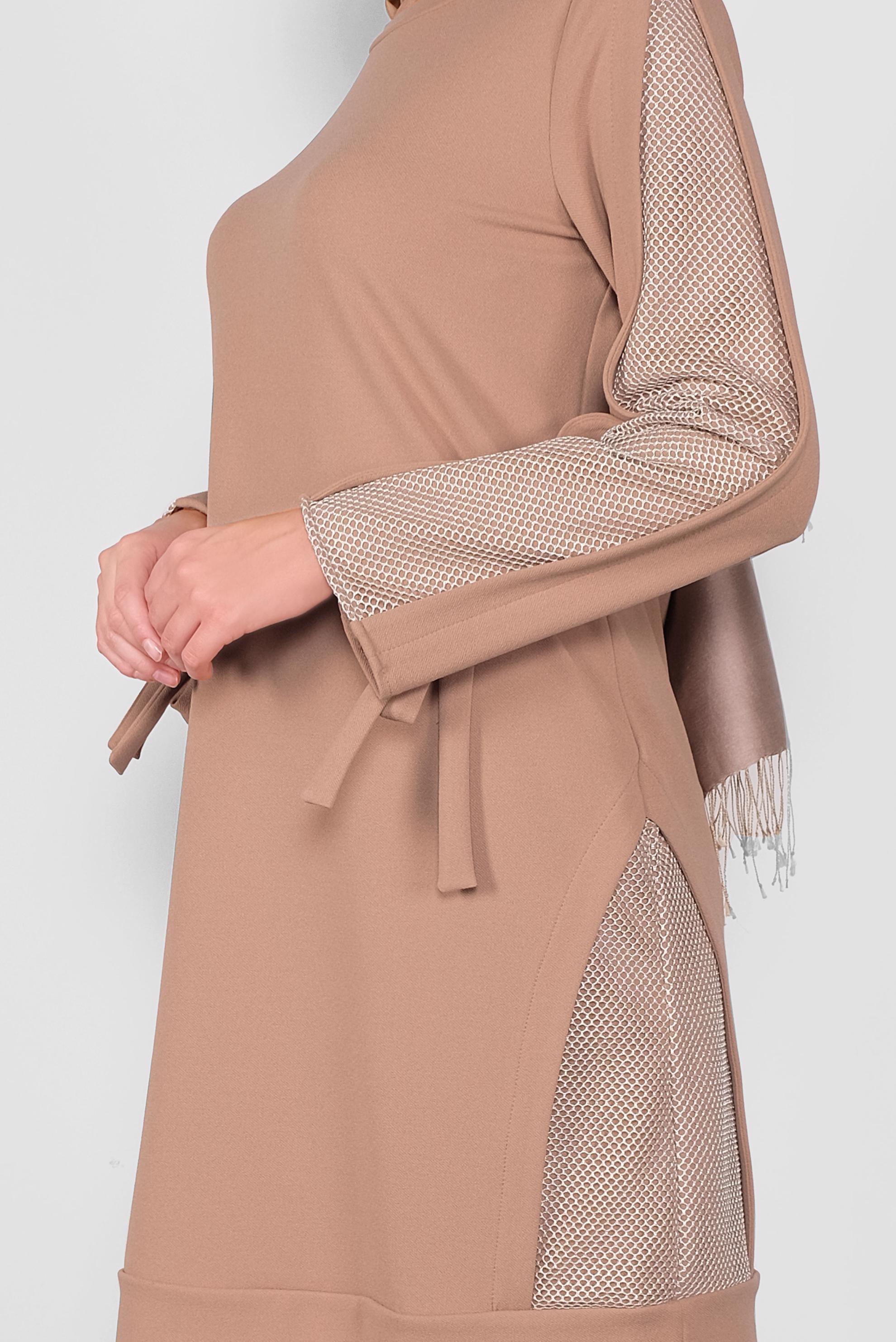 Tesettür giyim KAHVE FİLE DETAYLI TUNİK 41291