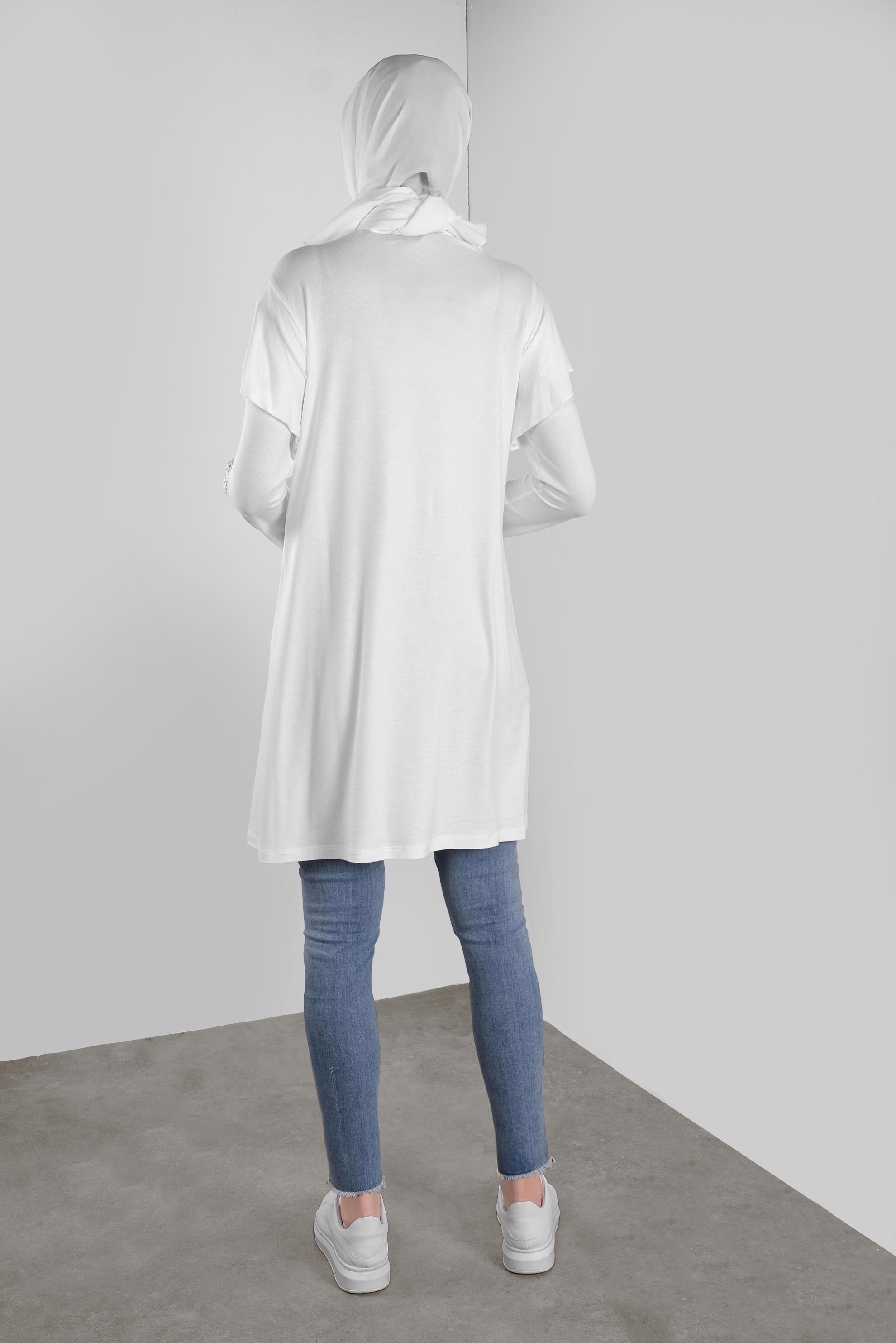 Vêtements hijab BLANC TUNIQUE À RUCHÉE À EMBELIE 41293 