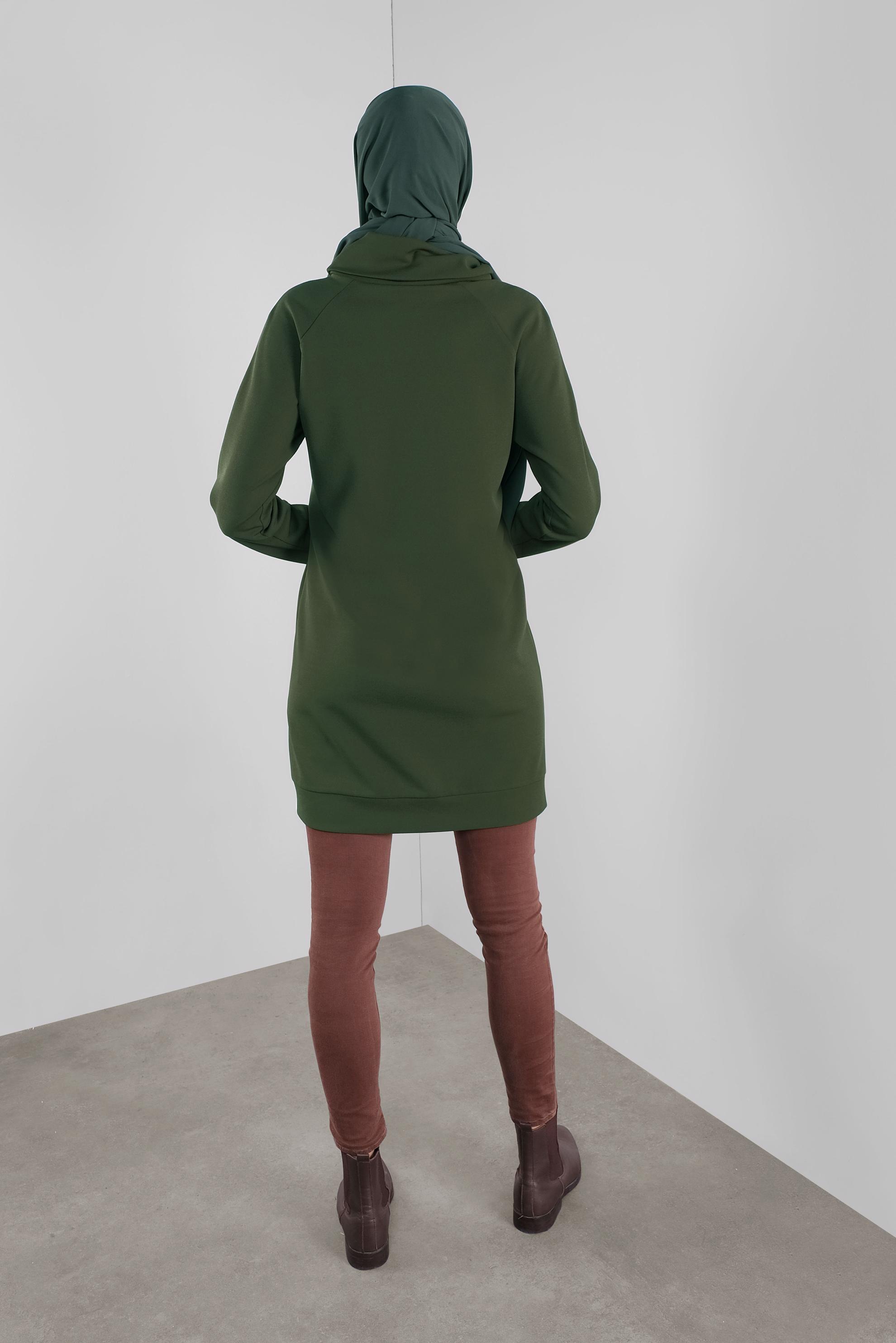 Tesettür giyim HAKİ PULLU BOĞAZLI TUNİK 41302 