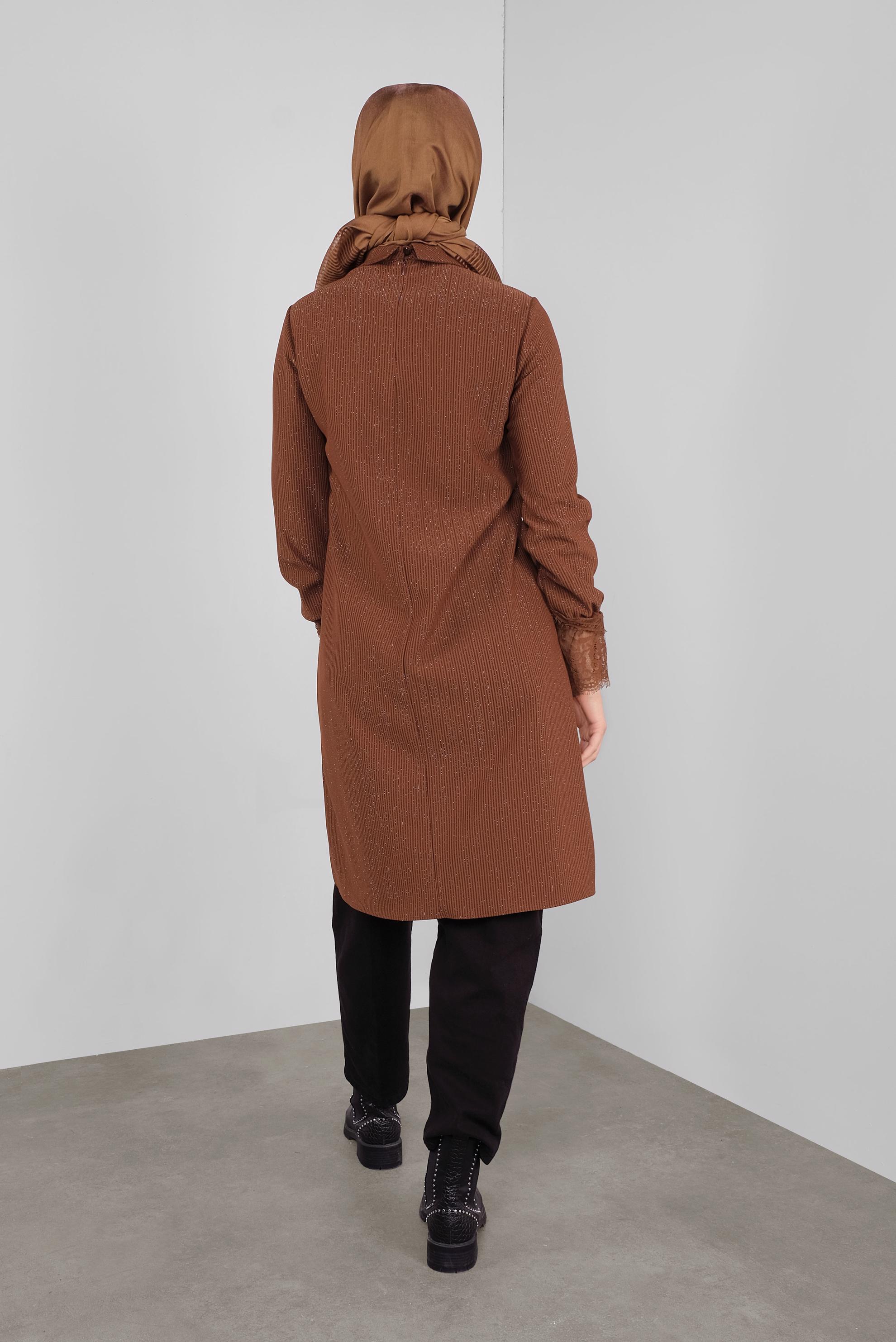 Hijab clothing ORANGE SPARKLY RIBBED TURTLENECK TUNIC 41306 