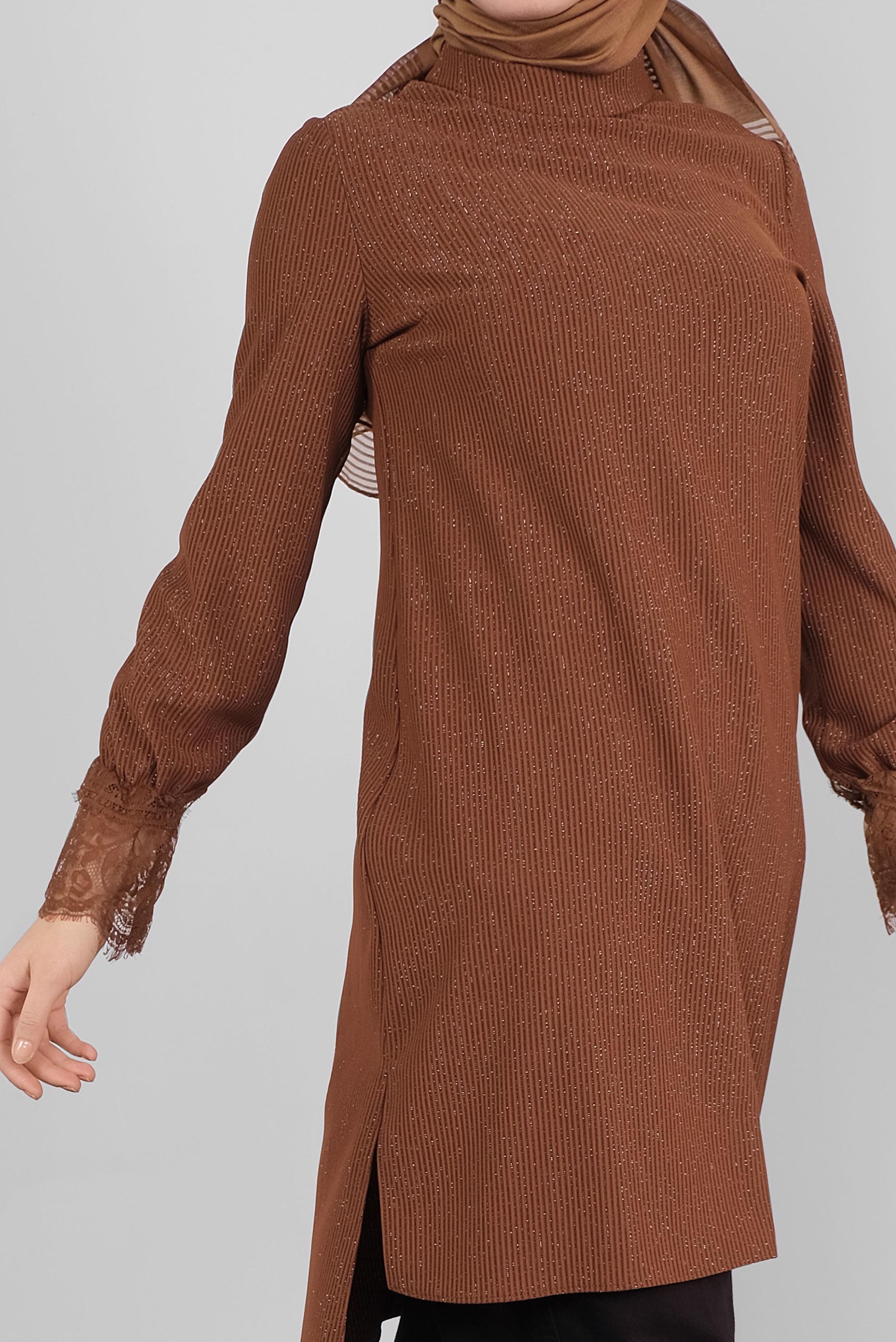 Hijab clothing ORANGE SPARKLY RIBBED TURTLENECK TUNIC 41306 