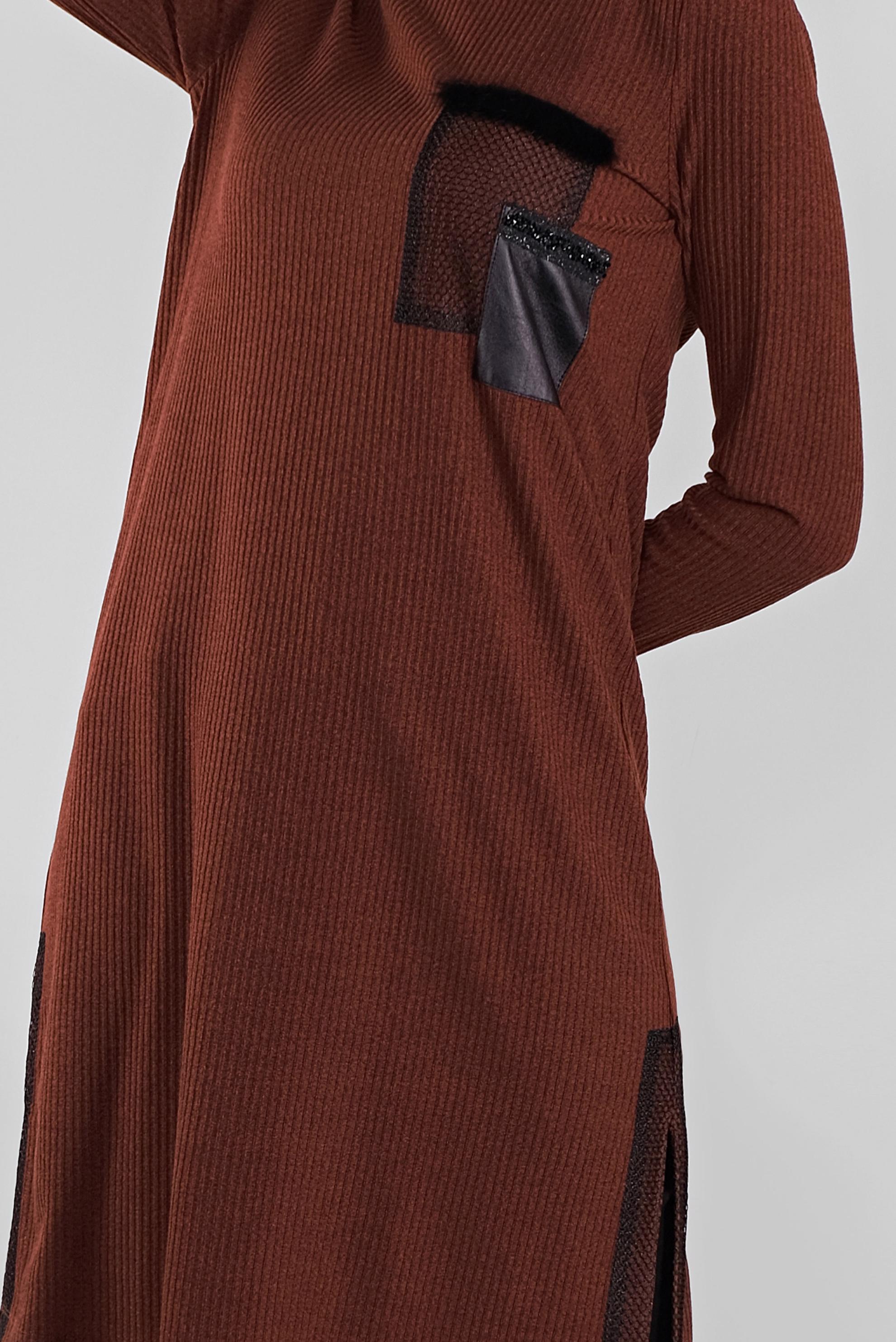 Tesettür giyim TURUNCU FİLELİ FİTİLLİ TUNİK 41308 