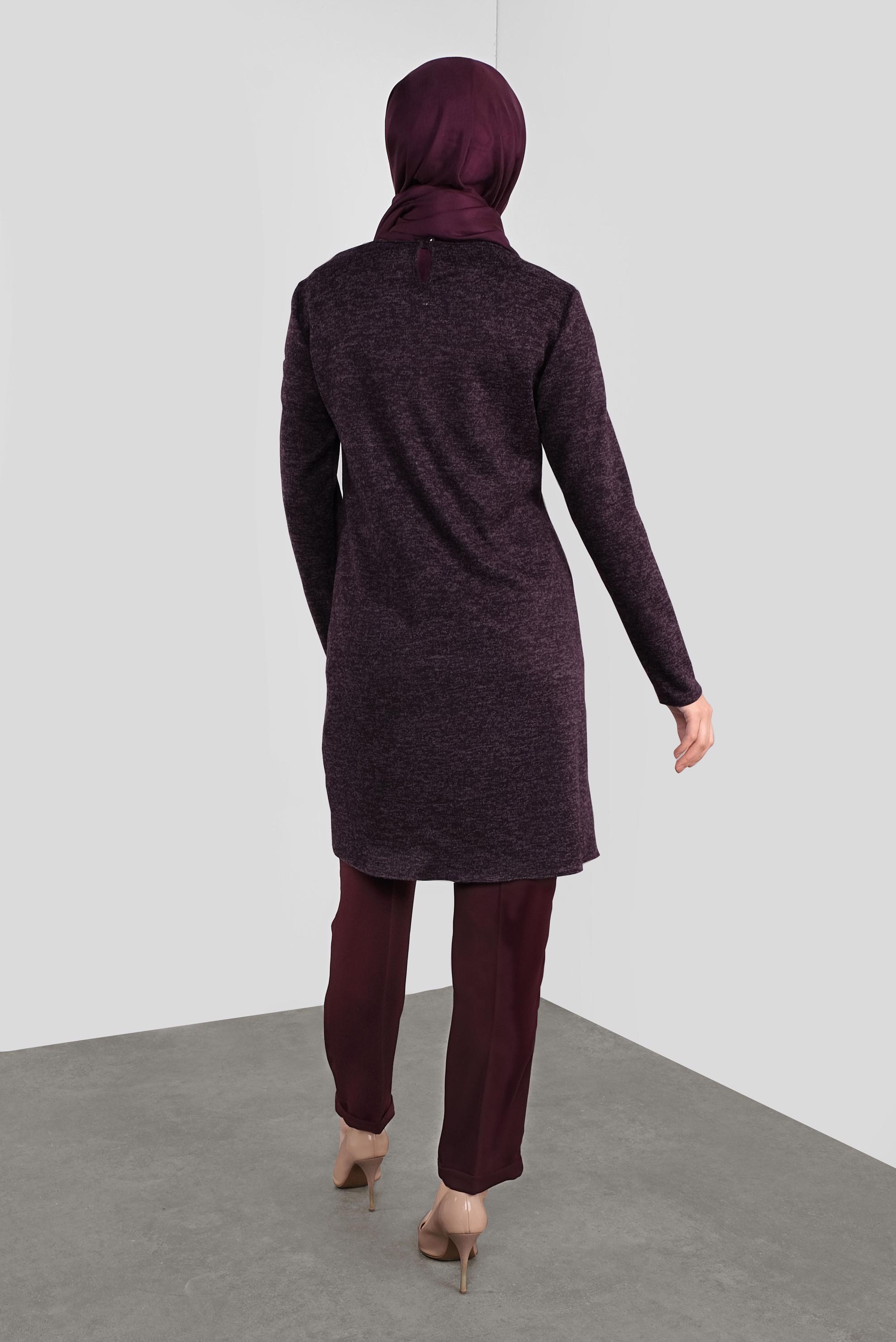 Tesettür giyim MOR CEPLİ MİX KUMAŞ  TUNİK 41309