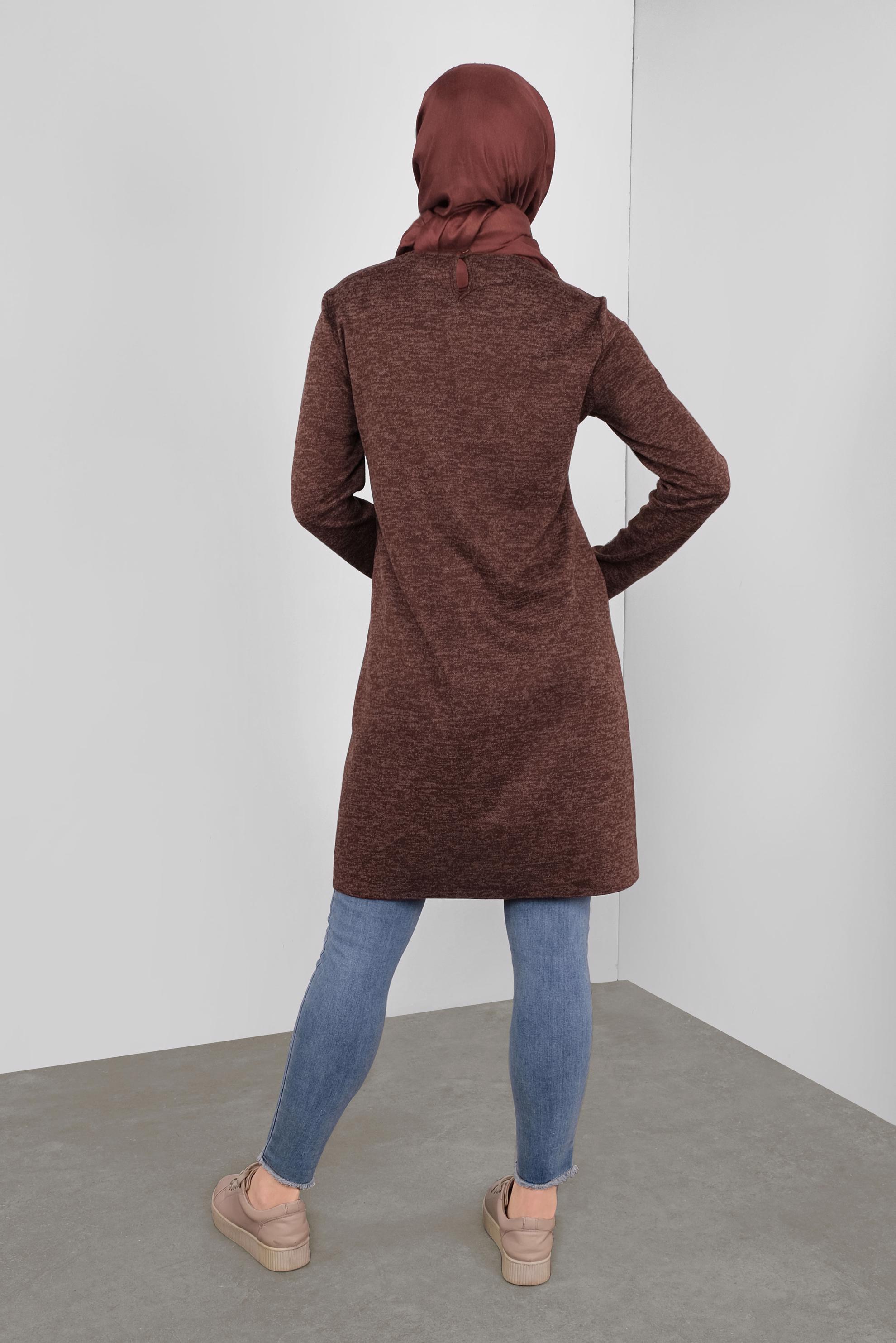 Tesettür giyim TURUNCU CEPLİ MİX KUMAŞ  TUNİK 41309