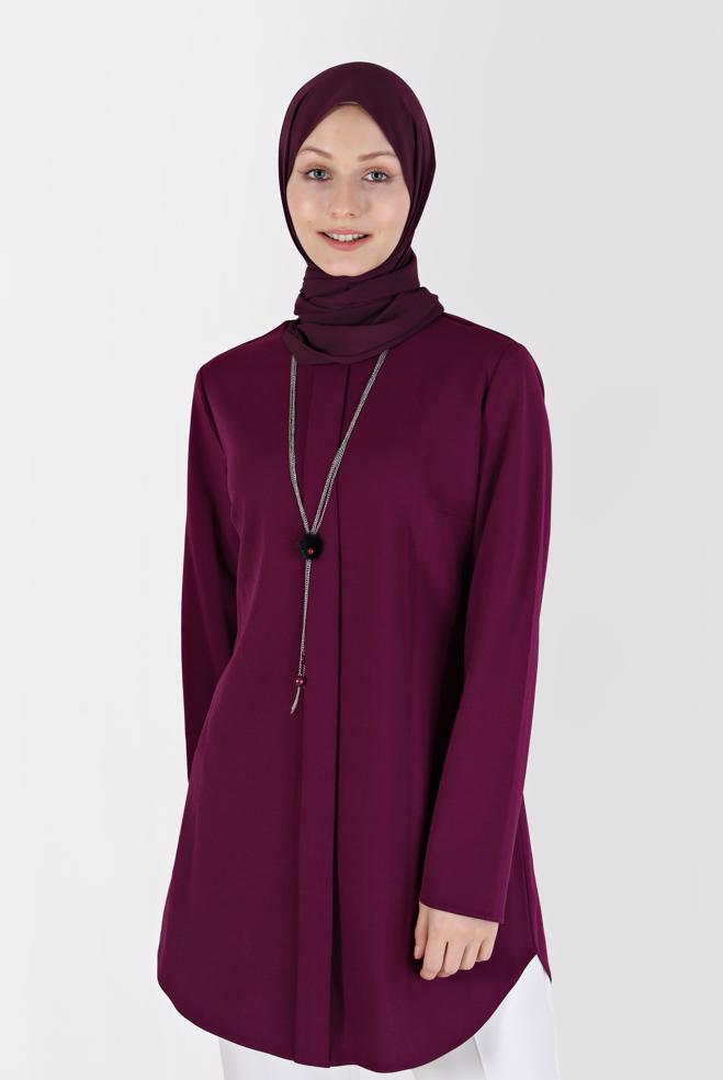 Vêtements hijab  TUNIQUE À FERMETURE ÉCLAIR INVISIBLE 41315 - ALVİNA