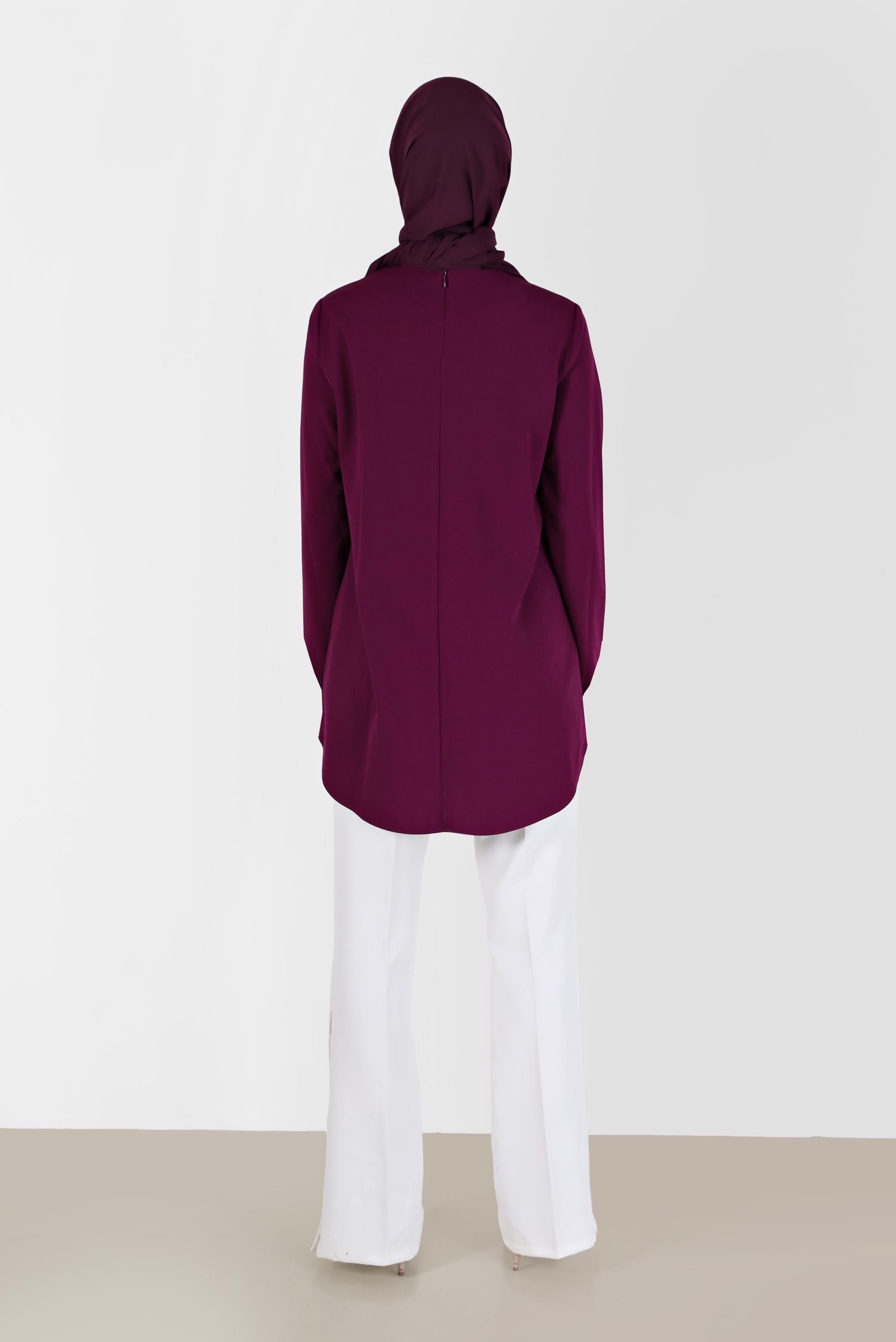 Vêtements hijab POURPRE TUNIQUE À FERMETURE ÉCLAIR INVISIBLE 41315