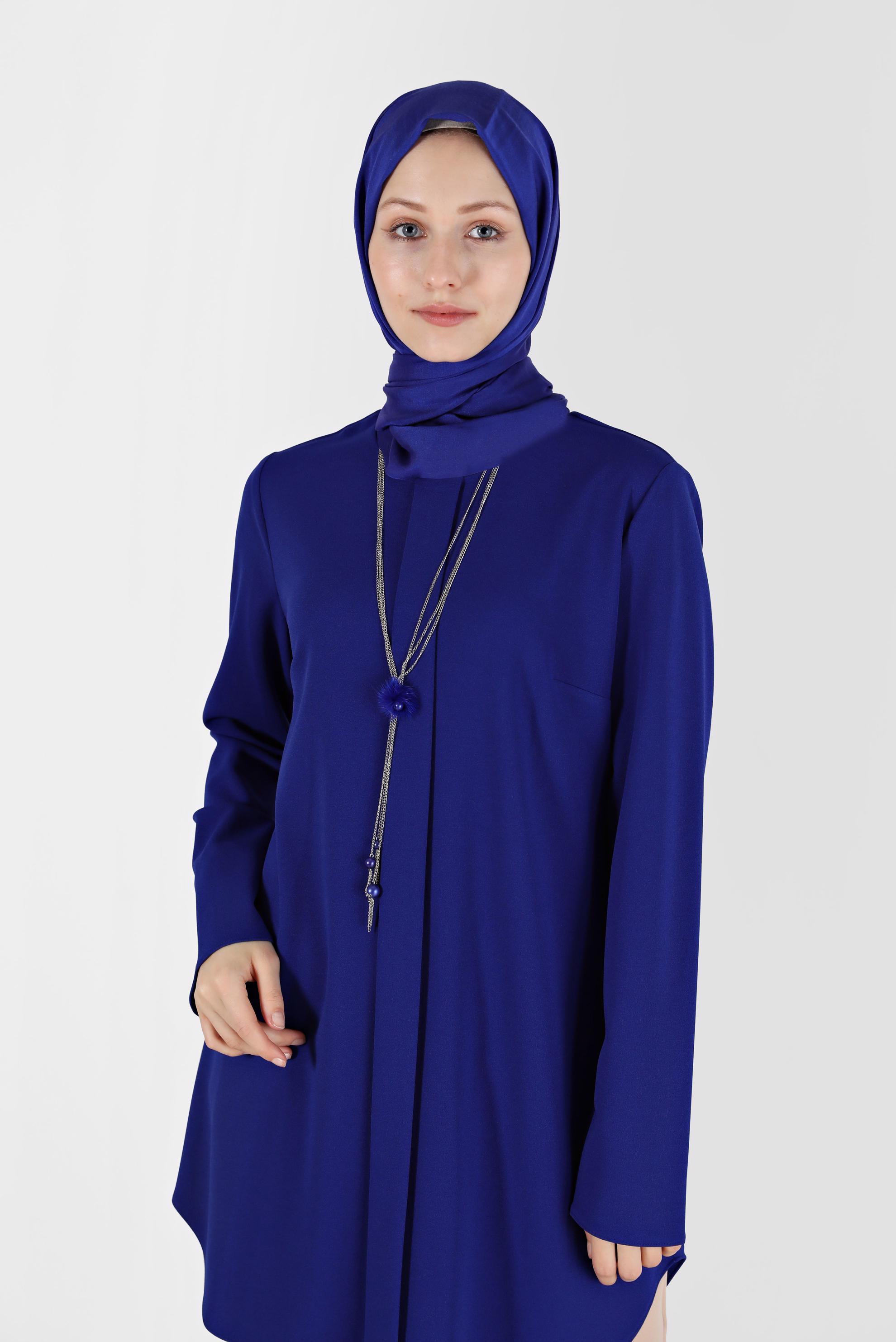 Tesettür giyim LACİVERT GİZLİ FERMUARLI TUNİK 41315 