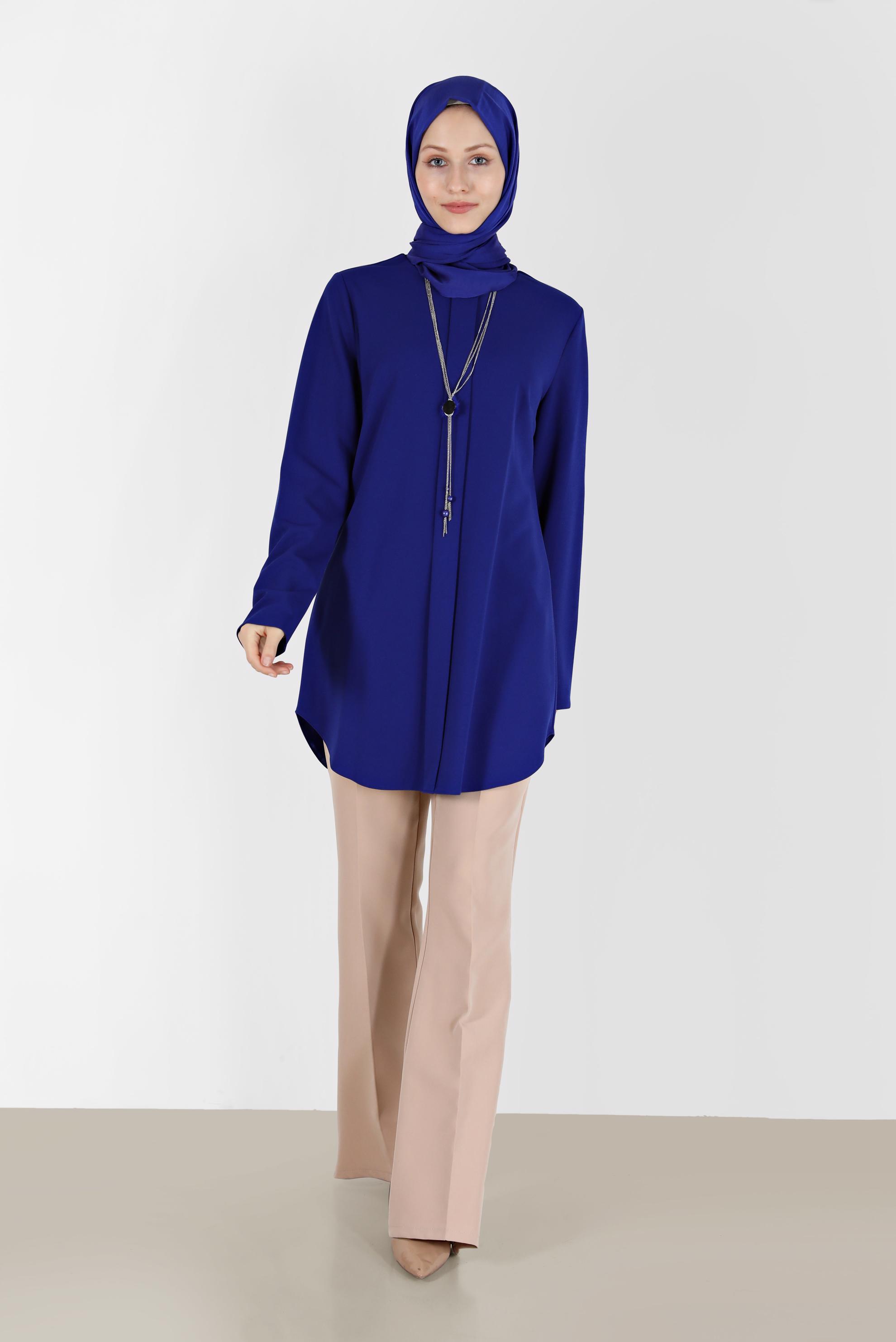 Tesettür giyim LACİVERT GİZLİ FERMUARLI TUNİK 41315 