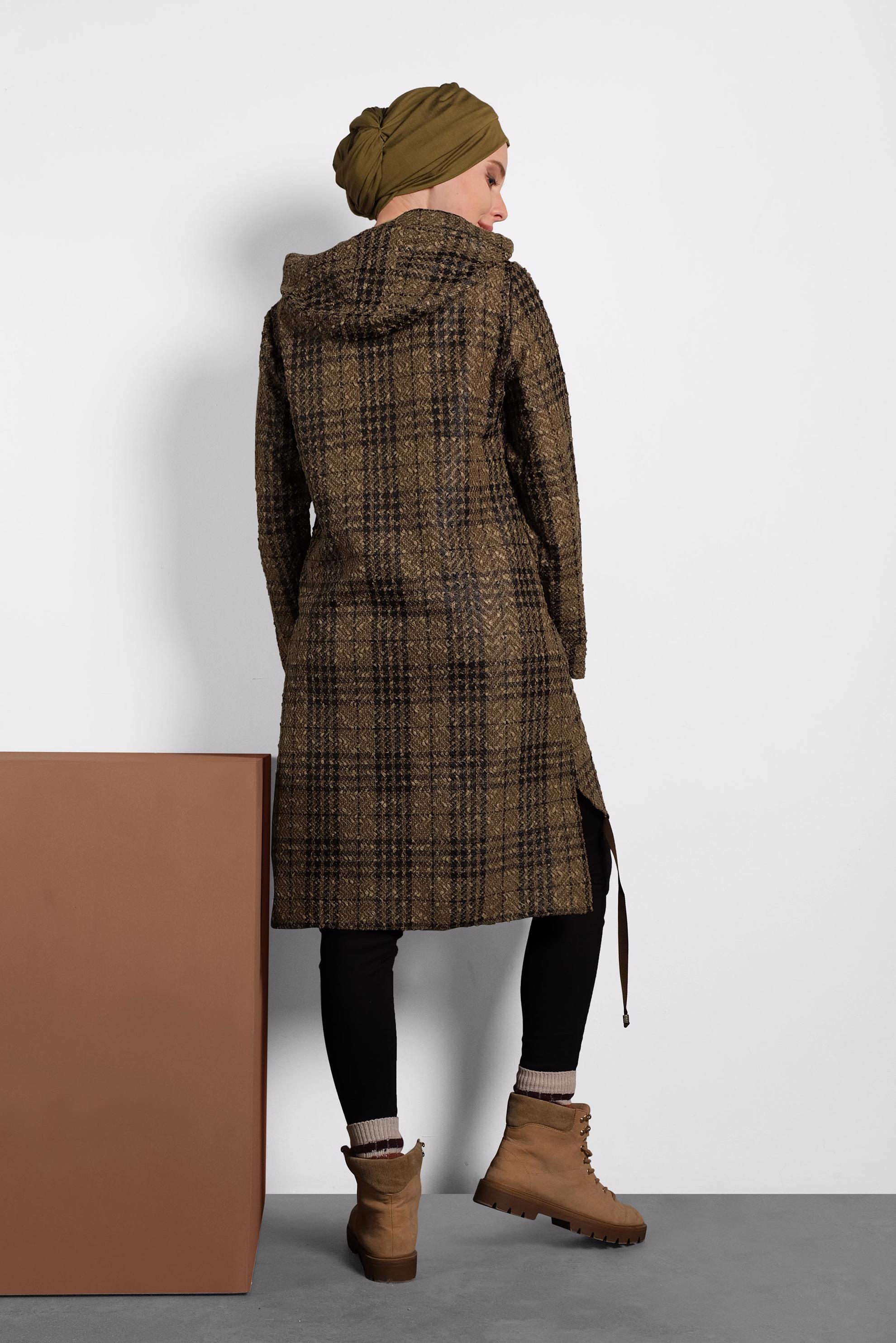 Tesettür giyim KAHVE EKOSE TUNİK 40409-1