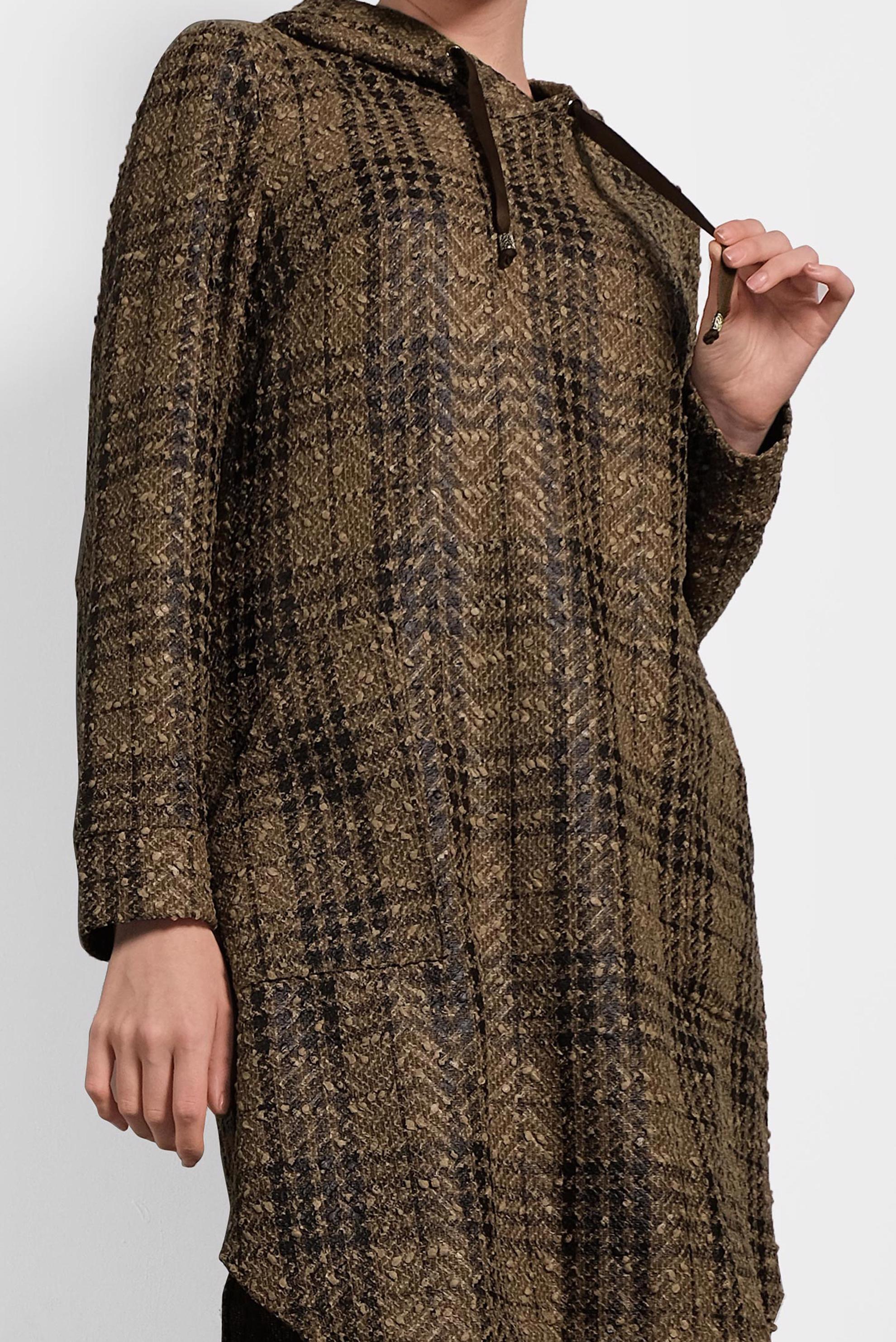 Tesettür giyim KAHVE EKOSE TUNİK 40409-1