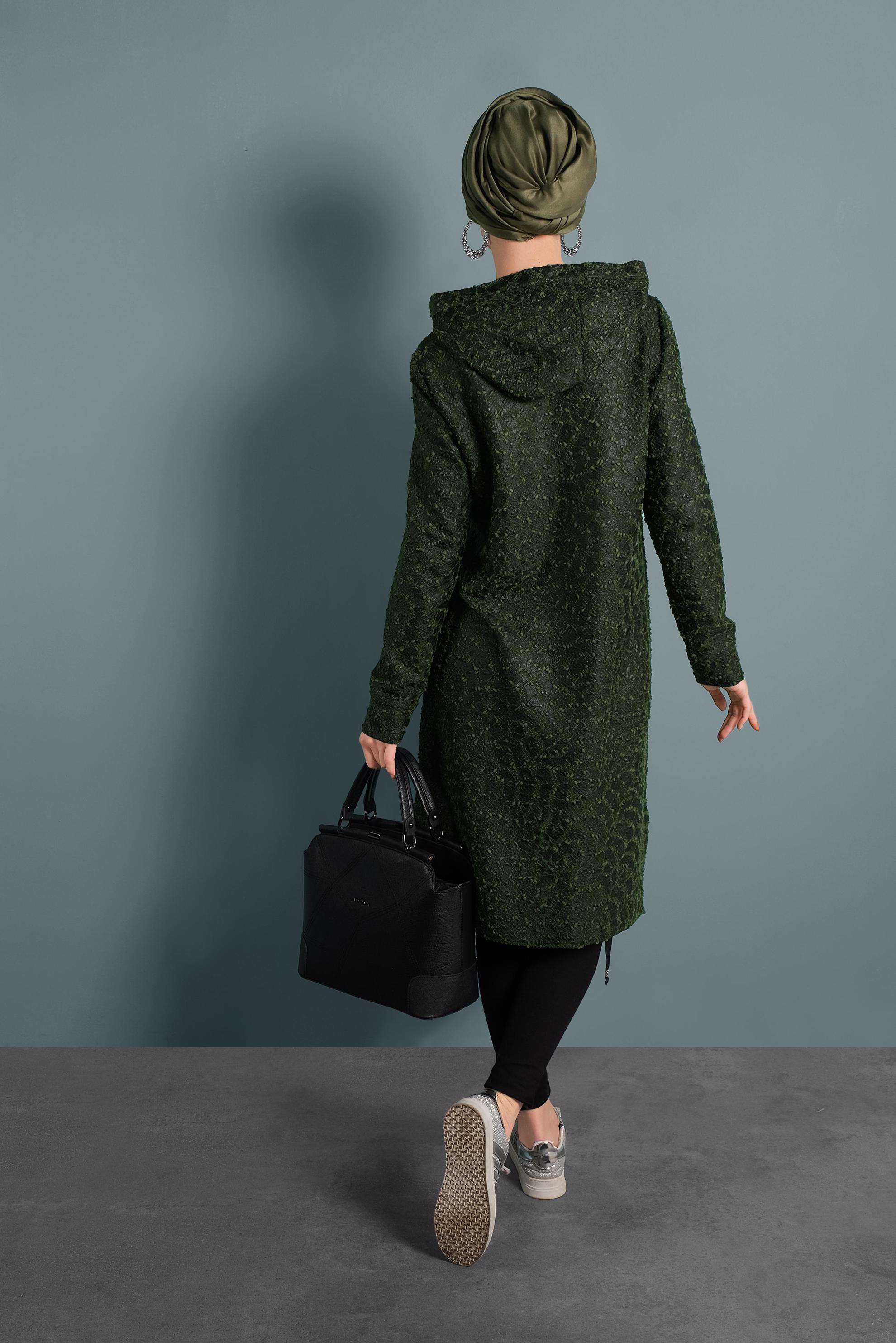 Tesettür giyim YEŞİL LEOPAR DESENLİ TUNİK 40409-2