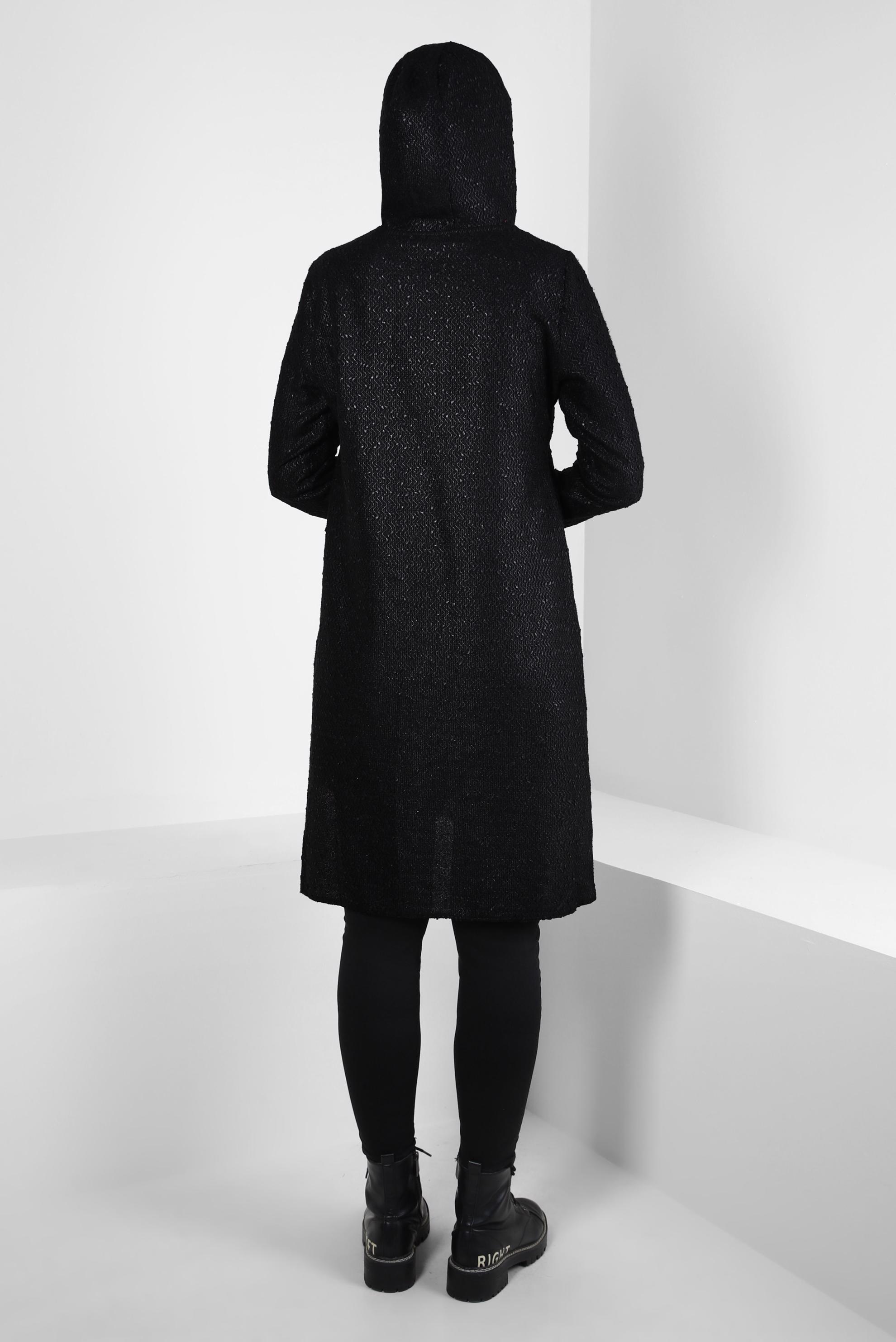 Tesettür giyim SİYAH KAPÜŞONLU TUNİK 40409-3