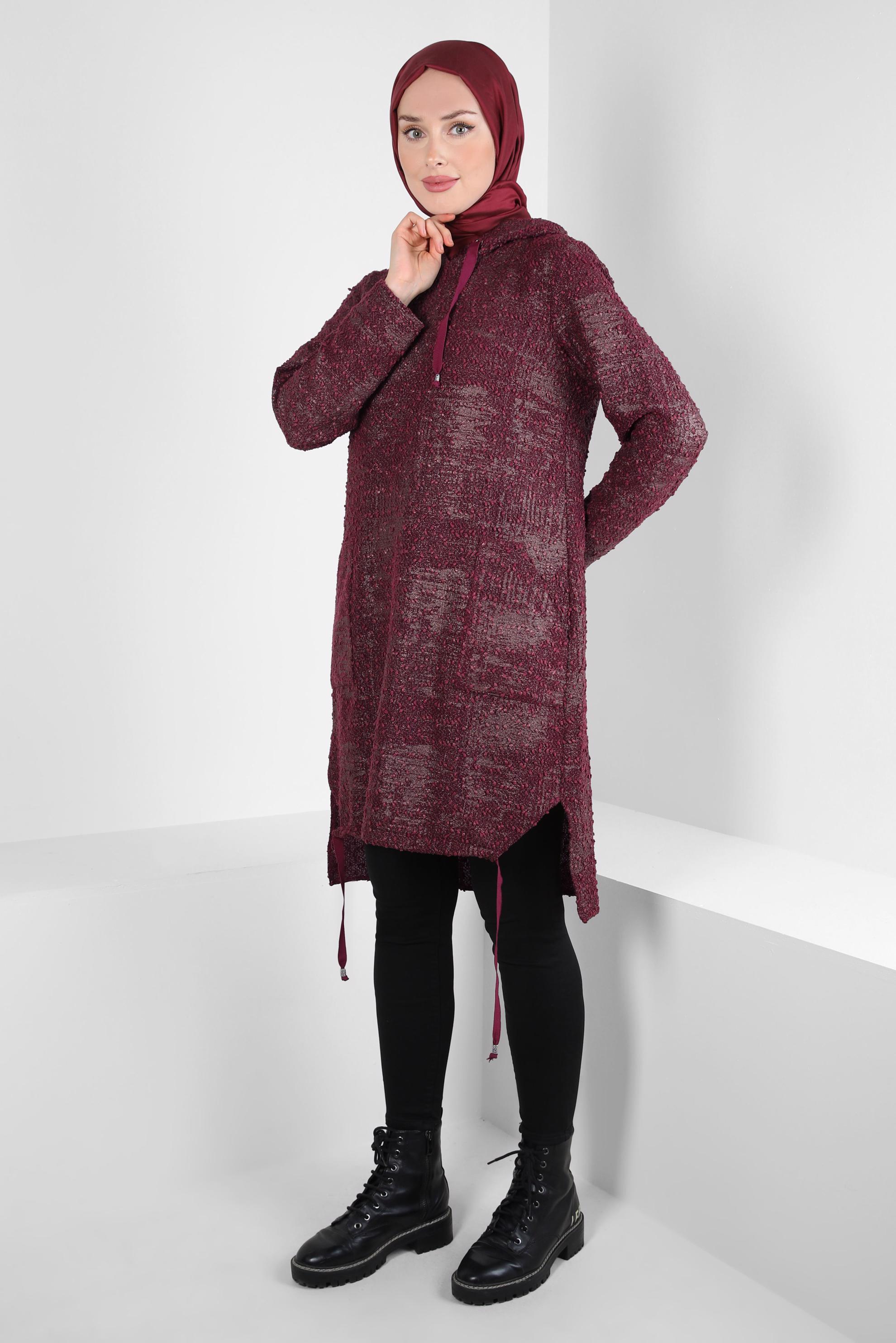 Tesettür giyim MÜRDÜM KAPÜŞONLU TUNİK 40409-3