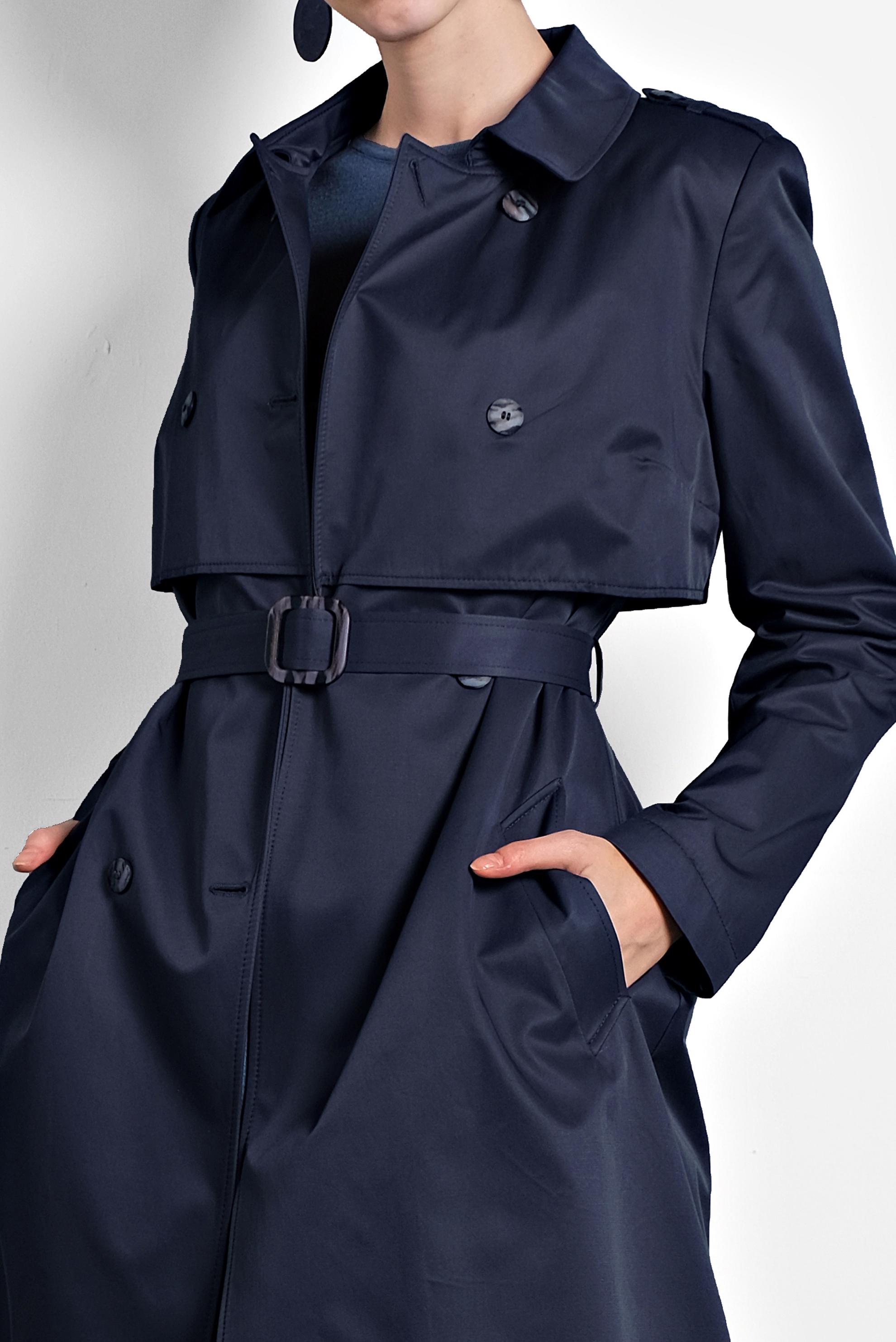 Tesettür giyim LACİVERT BELİ KEMERLİ DÜĞMELİ TRENÇKOT 10011 