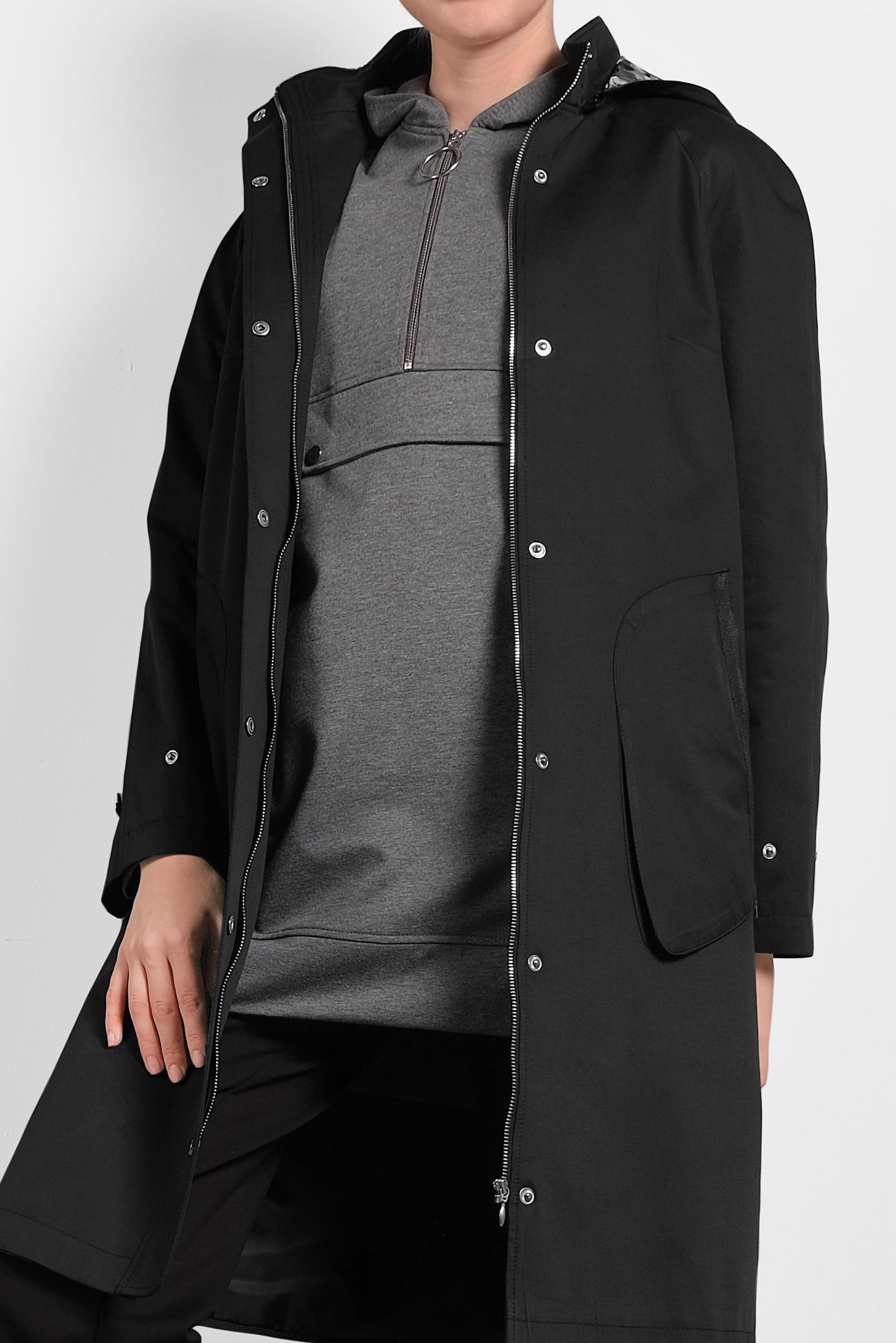 Tesettür giyim SİYAH KAPÜŞONLU SPOR TRENÇKOT 10012 