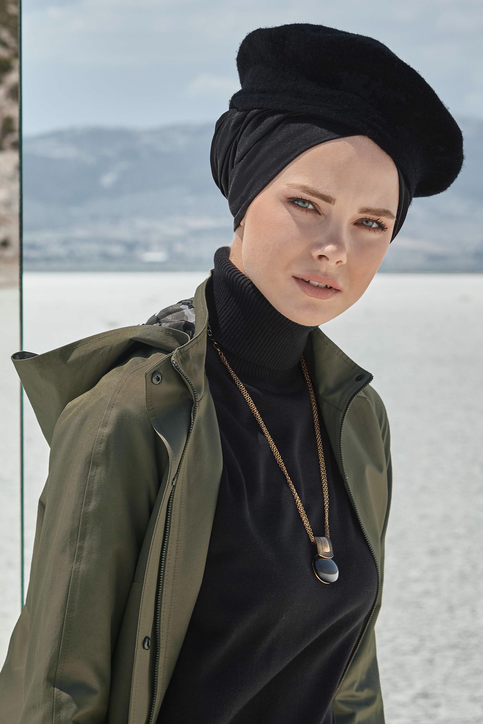 Hijab clothing KHAKI HOODED SPORT TRENCH-COAT 10012 