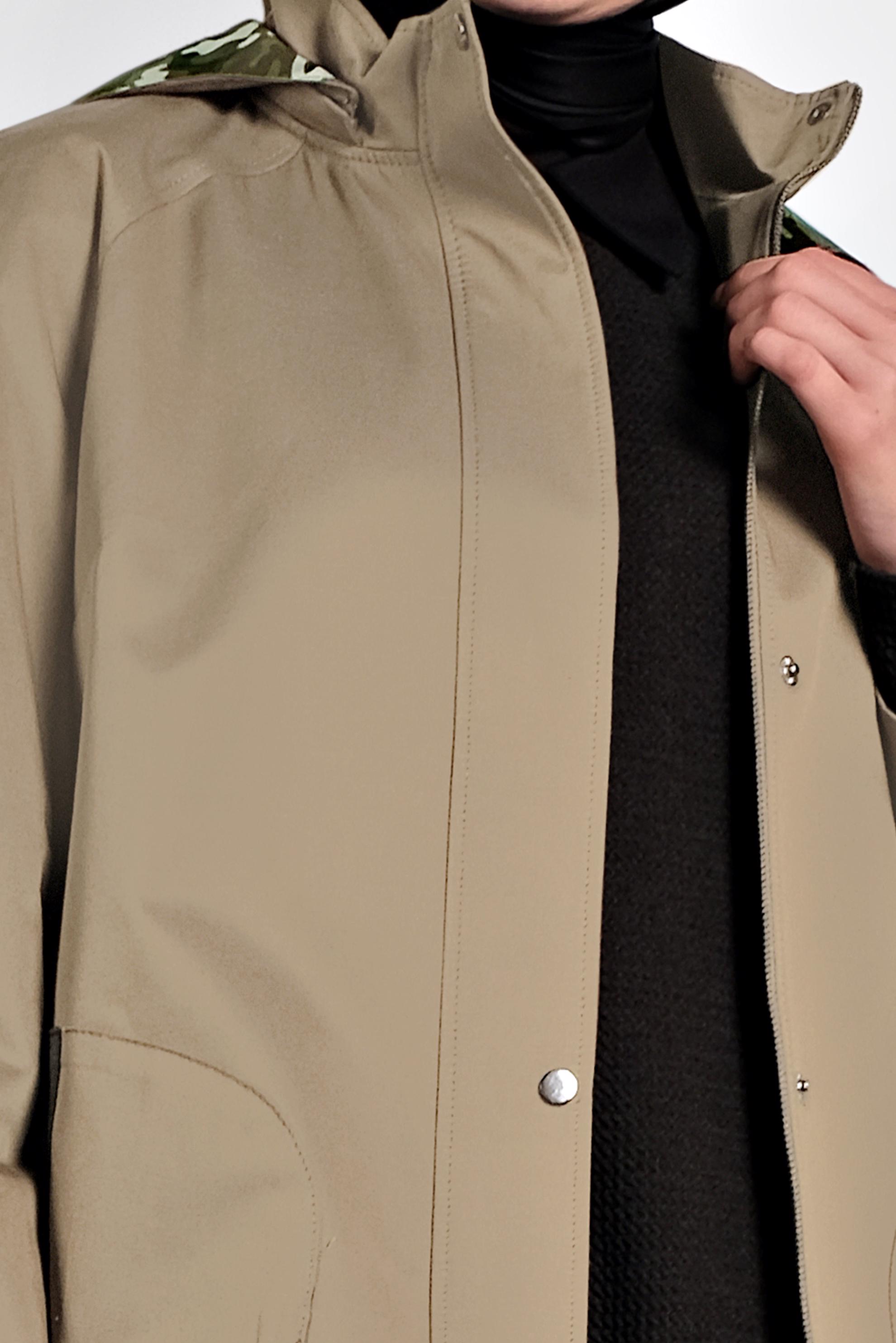 Tesettür giyim KAHVE KAPÜŞONLU SPOR TRENÇKOT 10012 