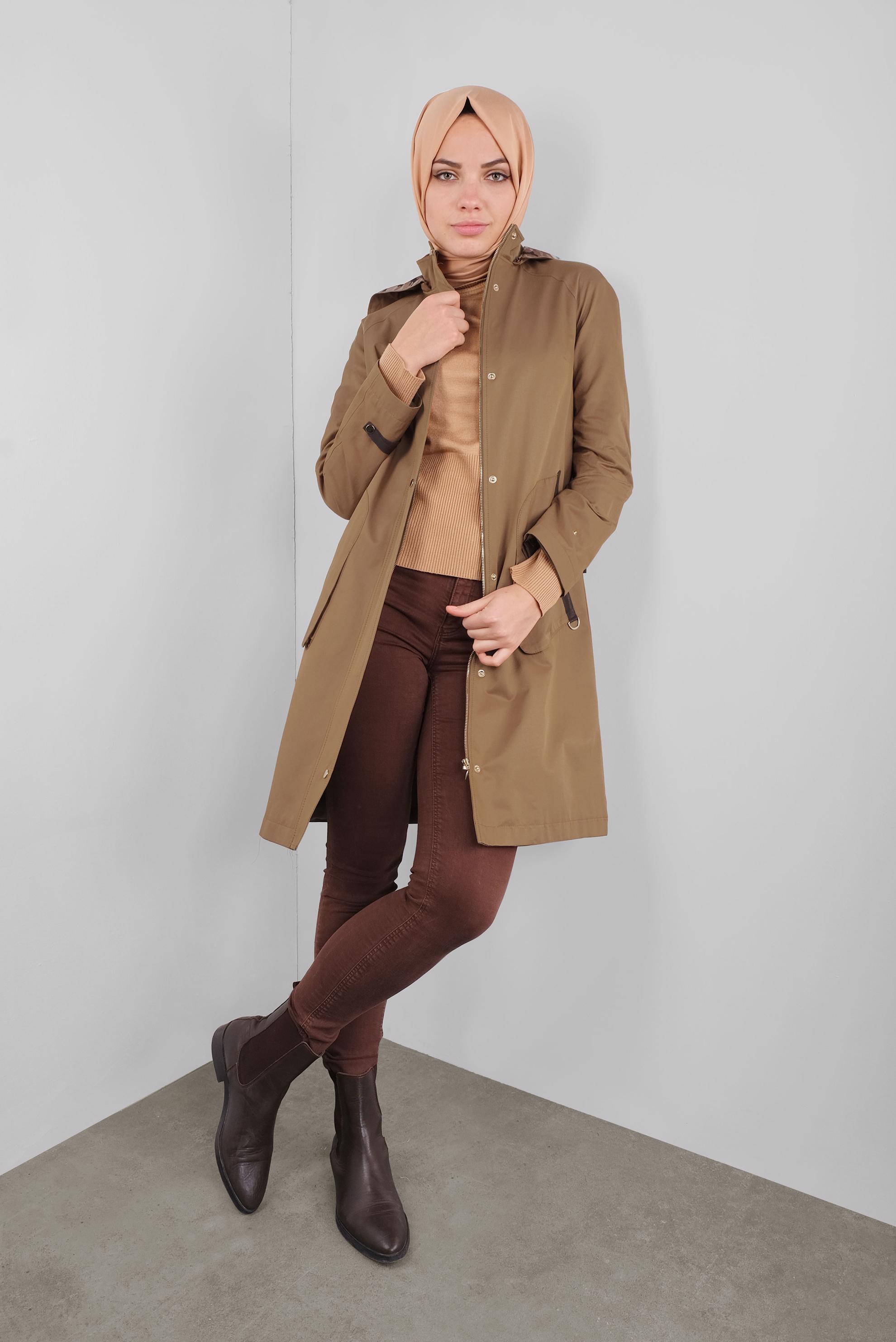 Hijab clothing TABA HOODED SPORT TRENCH-COAT 10012 