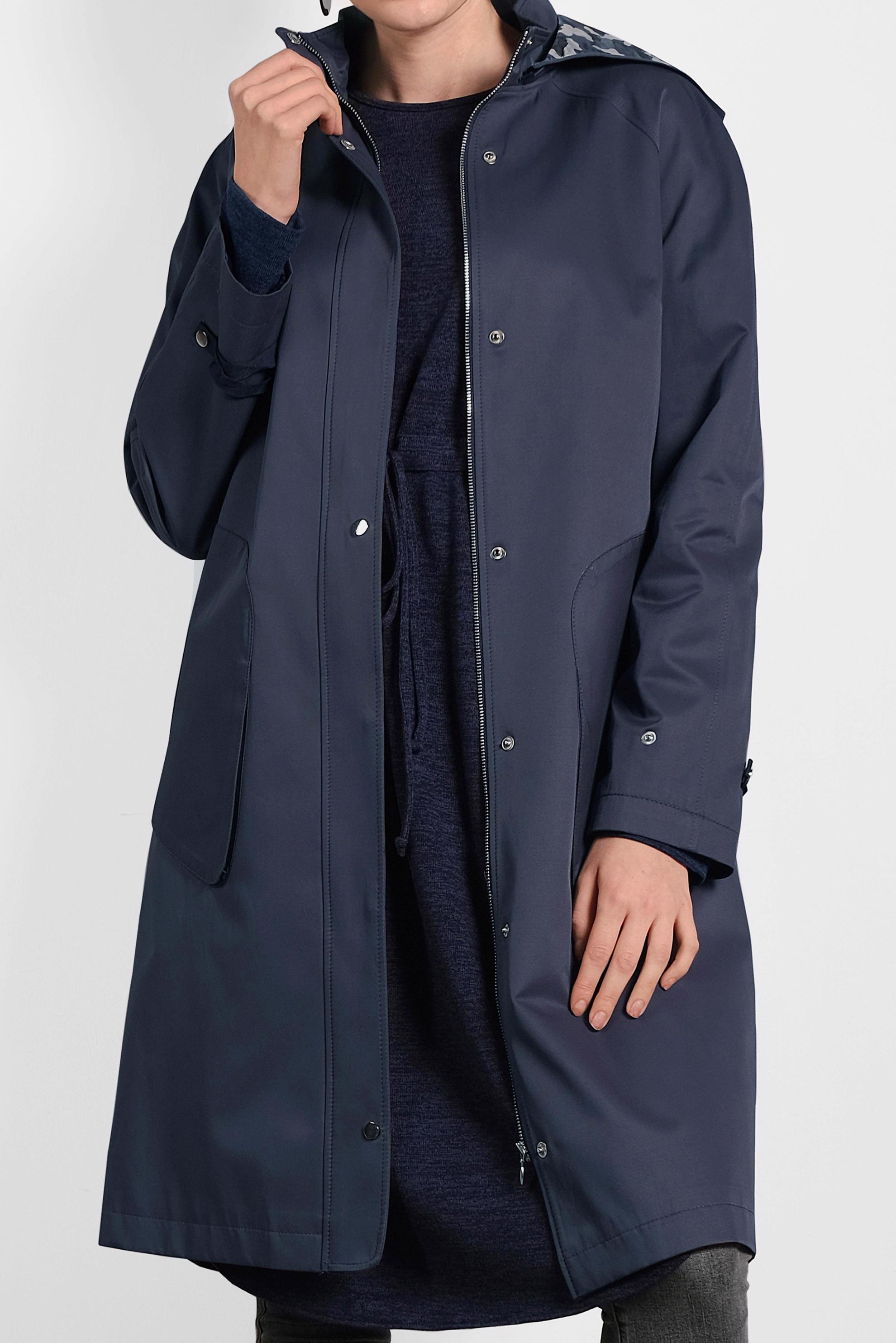 Tesettür giyim LACİVERT KAPÜŞONLU SPOR TRENÇKOT 10012 