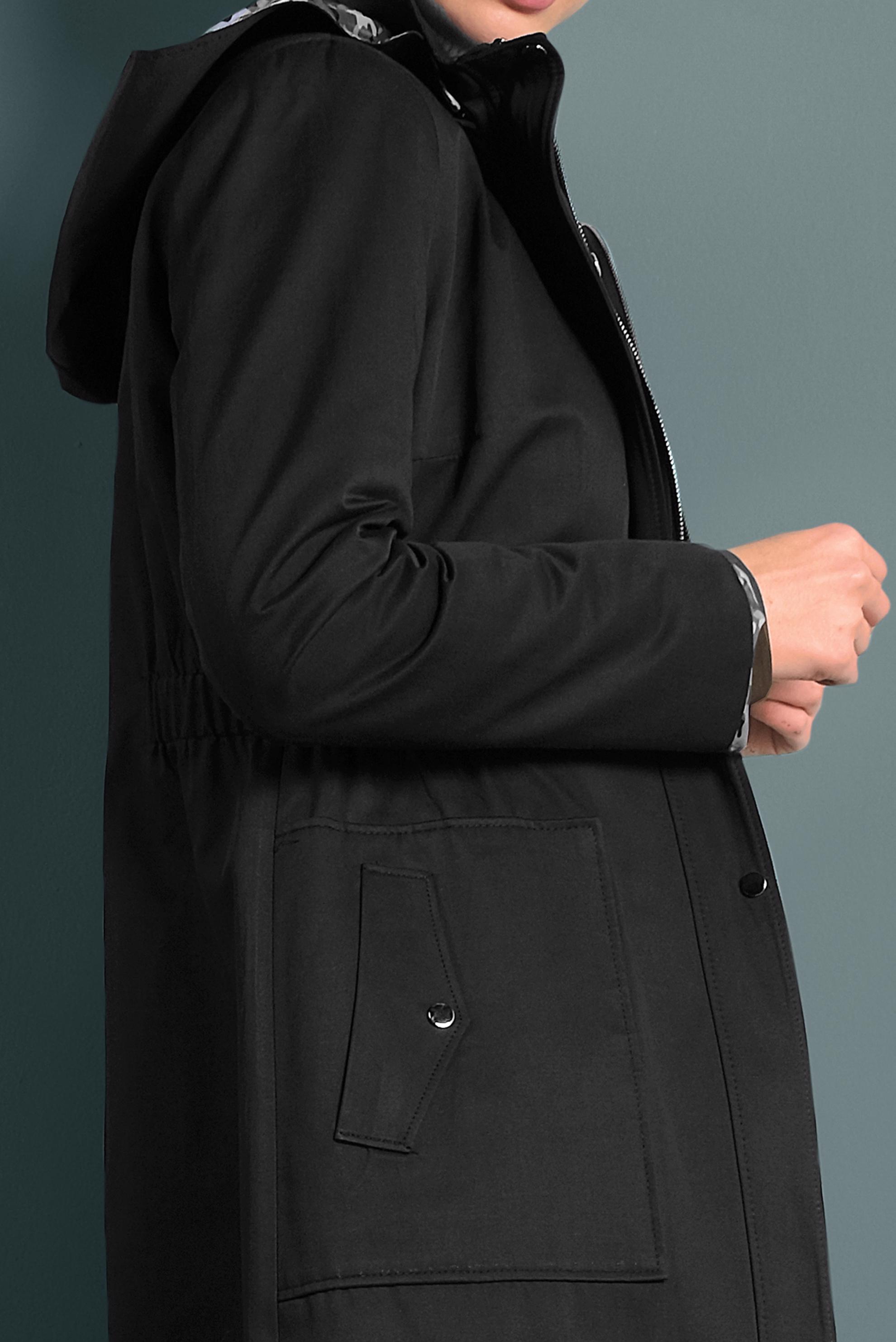 Tesettür giyim SİYAH KAPÜŞONLU TRENÇKOT 10014 