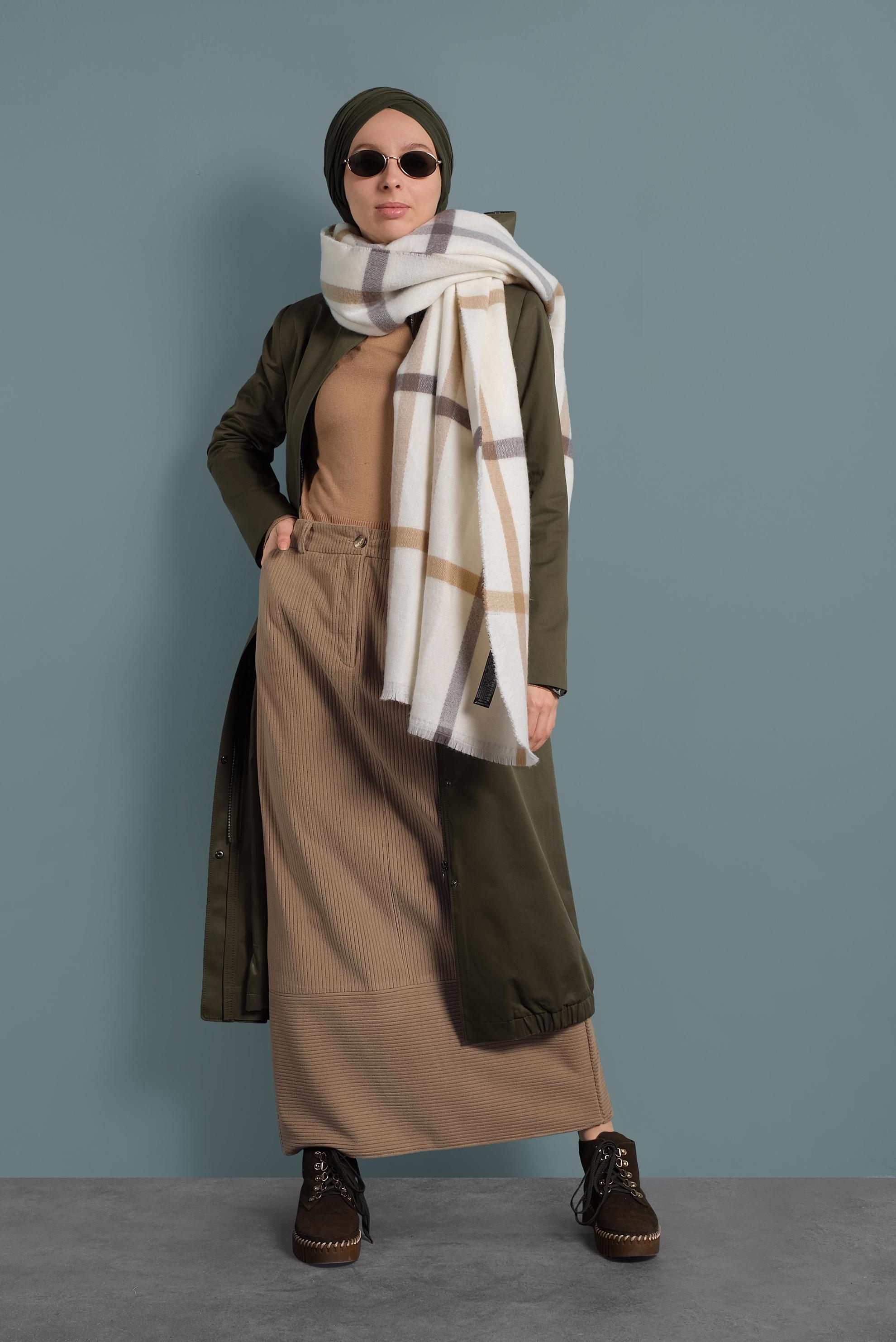 Hijab clothing KHAKI HOODED TRENCH-COAT 10014