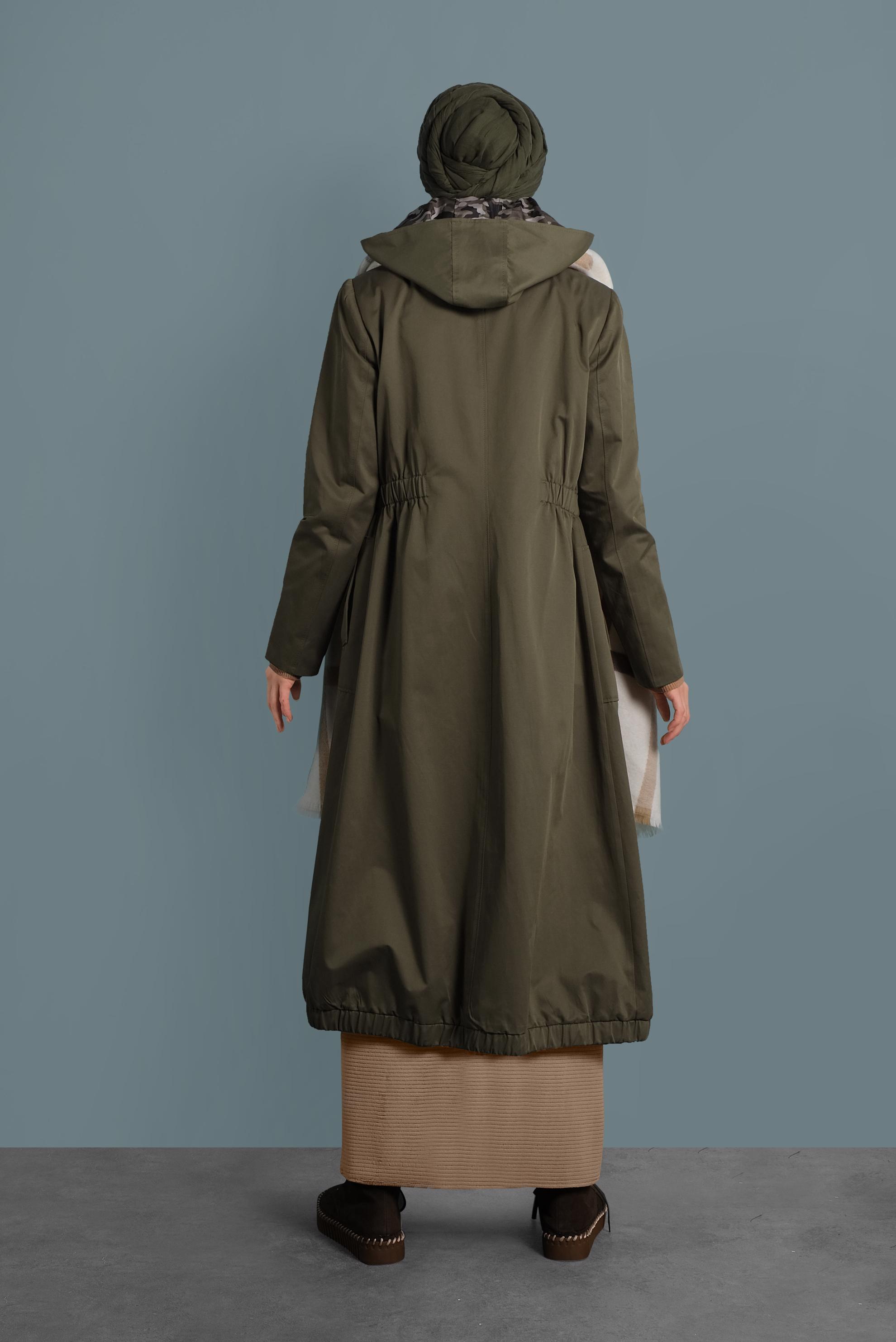 Hijab clothing KHAKI HOODED TRENCH-COAT 10014