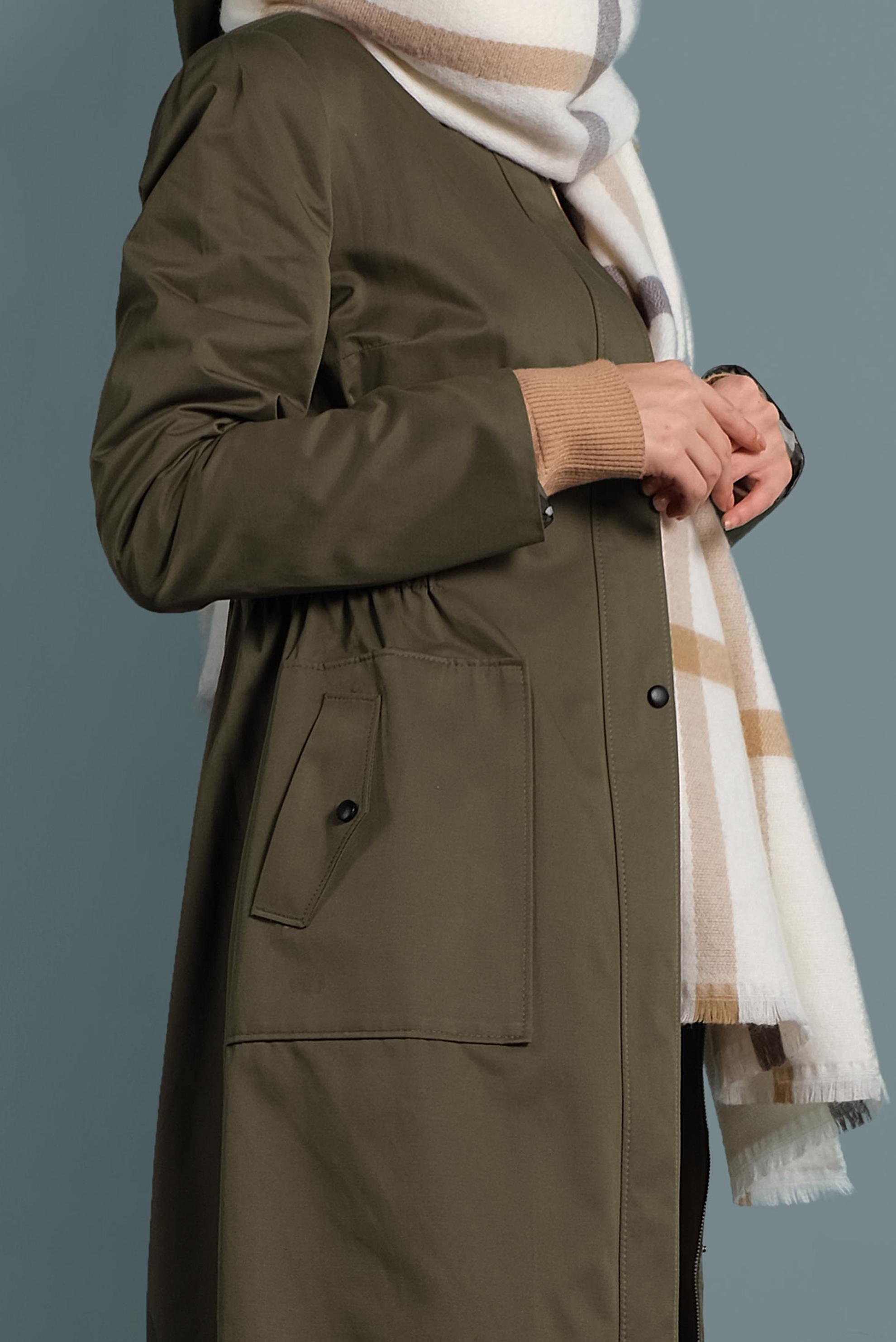 Hijab clothing KHAKI HOODED TRENCH-COAT 10014