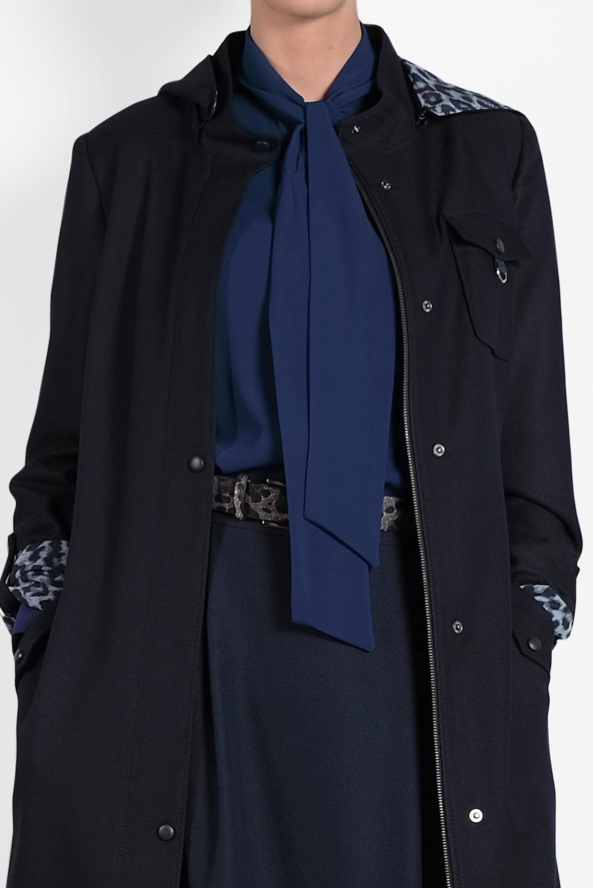 Tesettür giyim LACİVERT BELİ KUŞAKLI LEOPAR DESENLİ TRENÇKOT 10129 