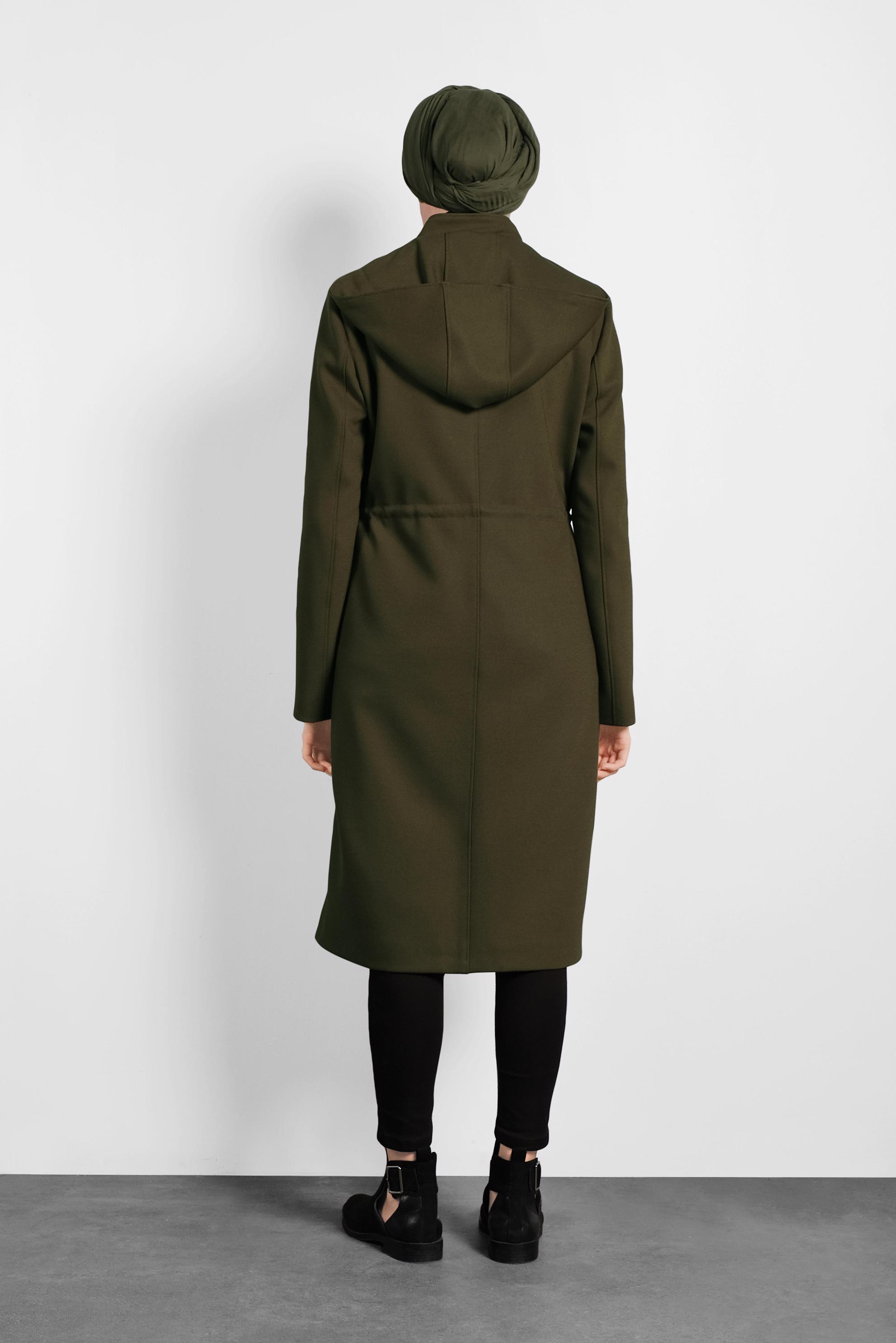 Hijab clothing KHAKI HOODED TRENCH-COAT 10134 