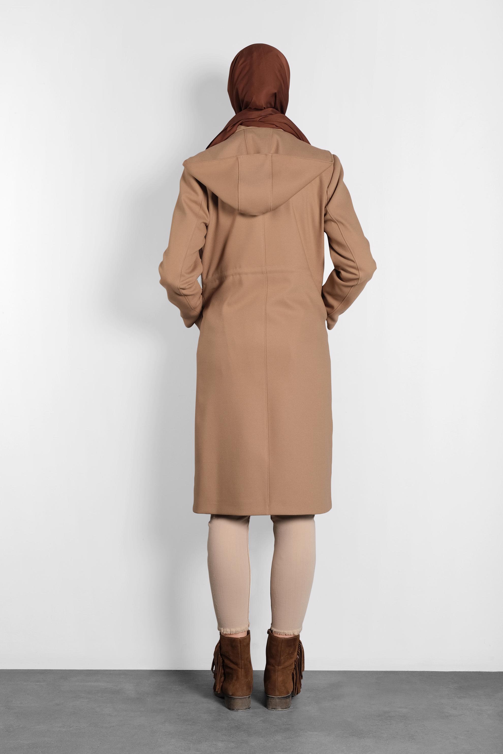 Hijab clothing TABA HOODED TRENCH-COAT 10134 