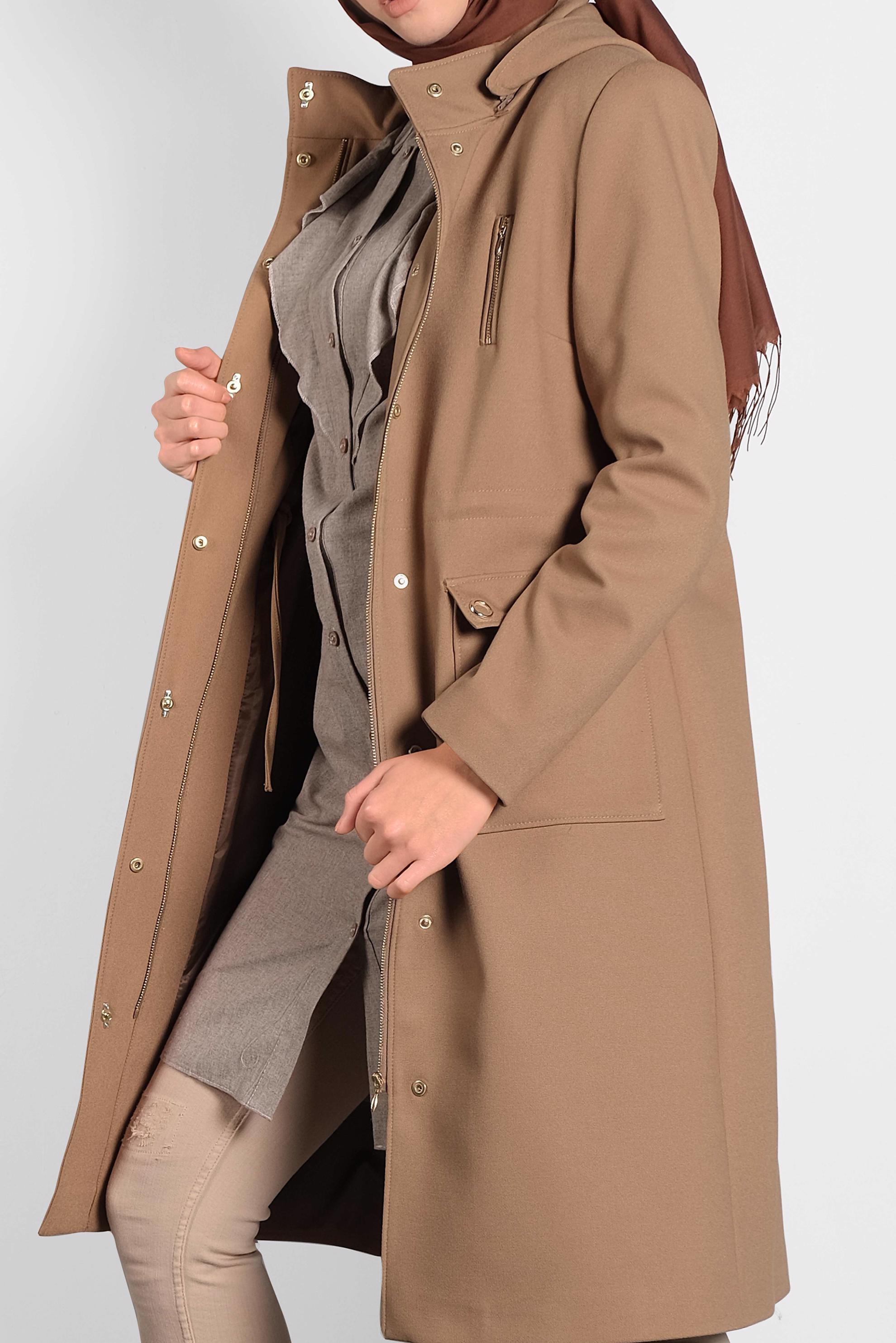 Hijab clothing TABA HOODED TRENCH-COAT 10134 