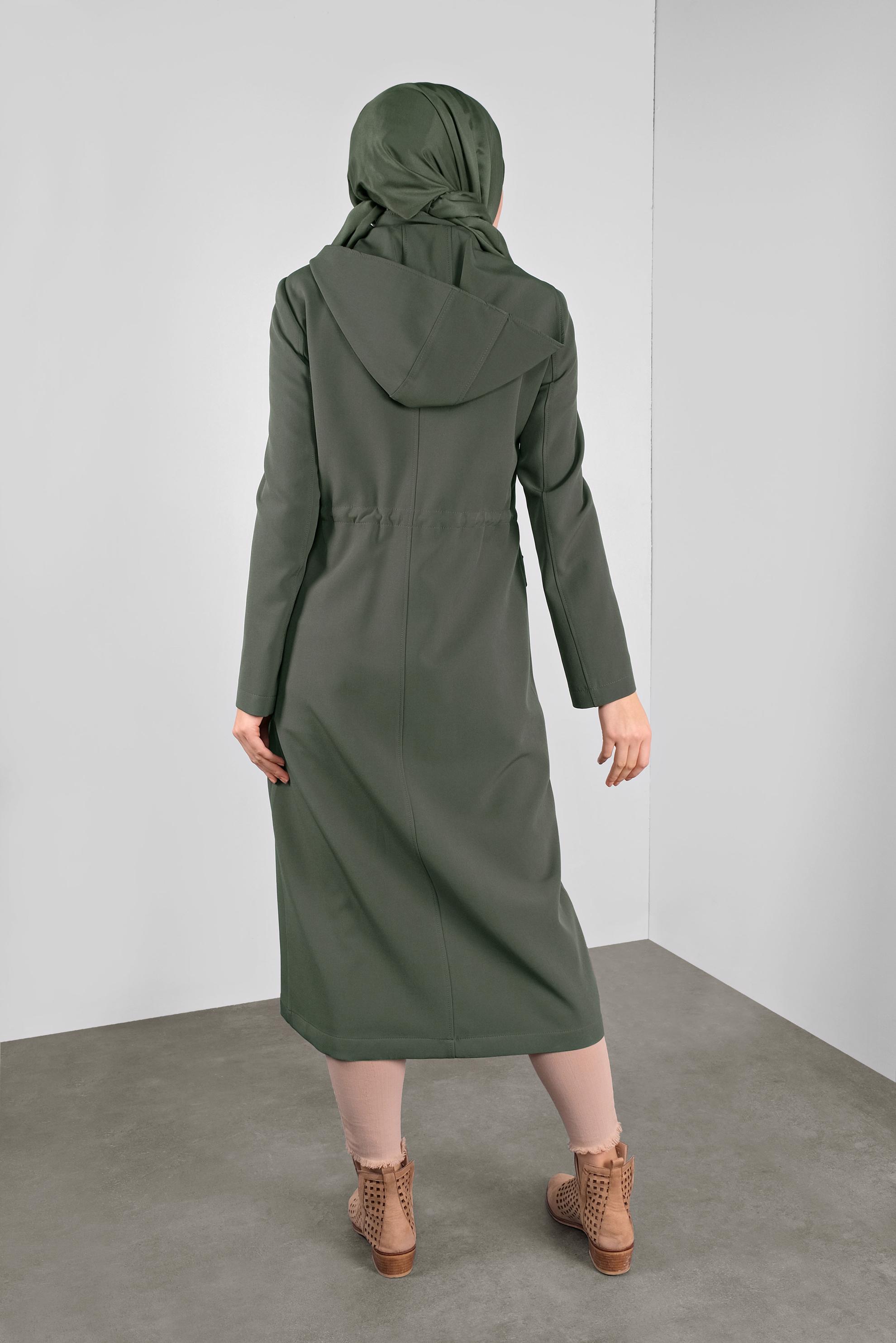 Hijab clothing KHAKI BUTTONED TRENCH-COAT WITH POCKETS 10135