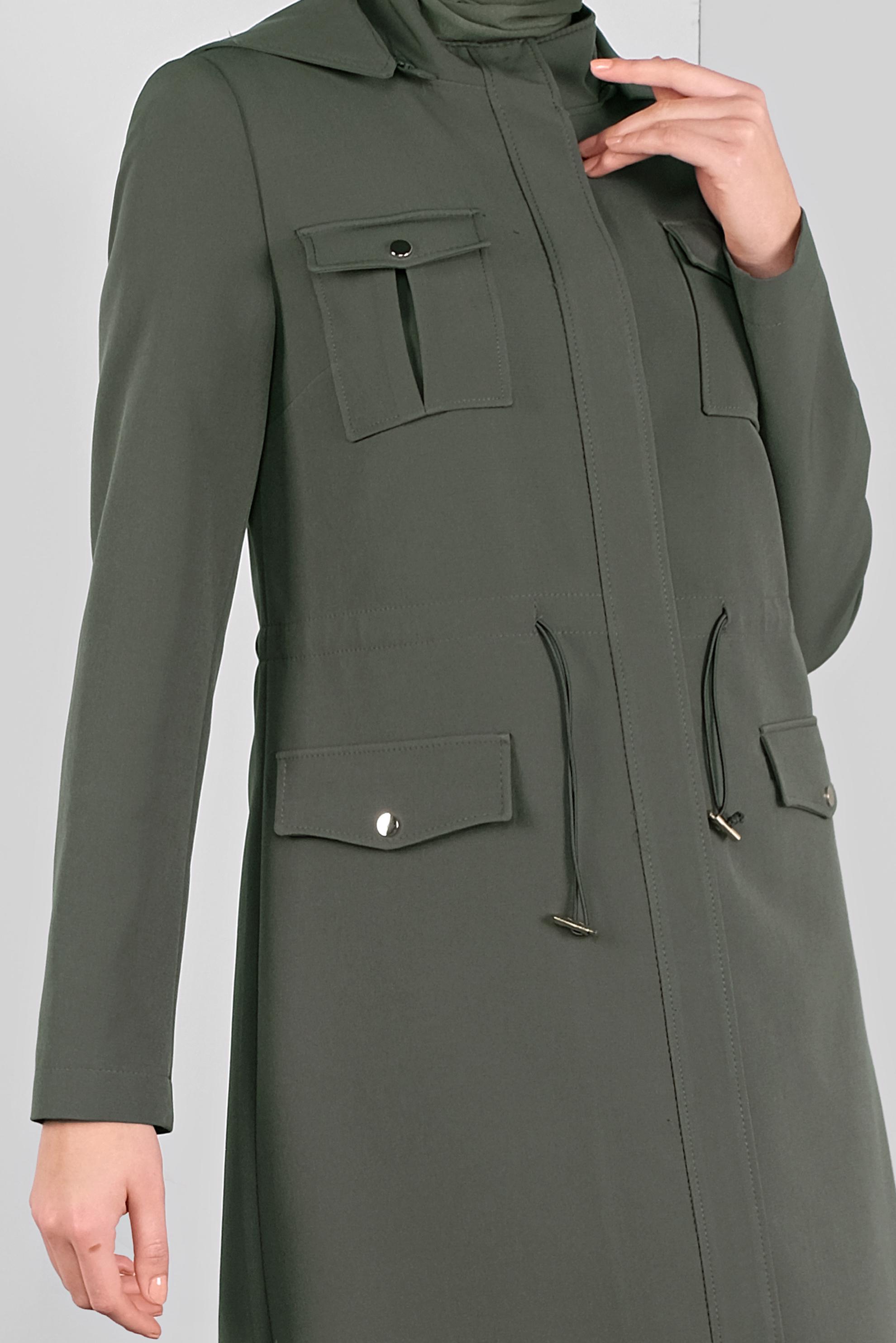 Hijab clothing KHAKI BUTTONED TRENCH-COAT WITH POCKETS 10135