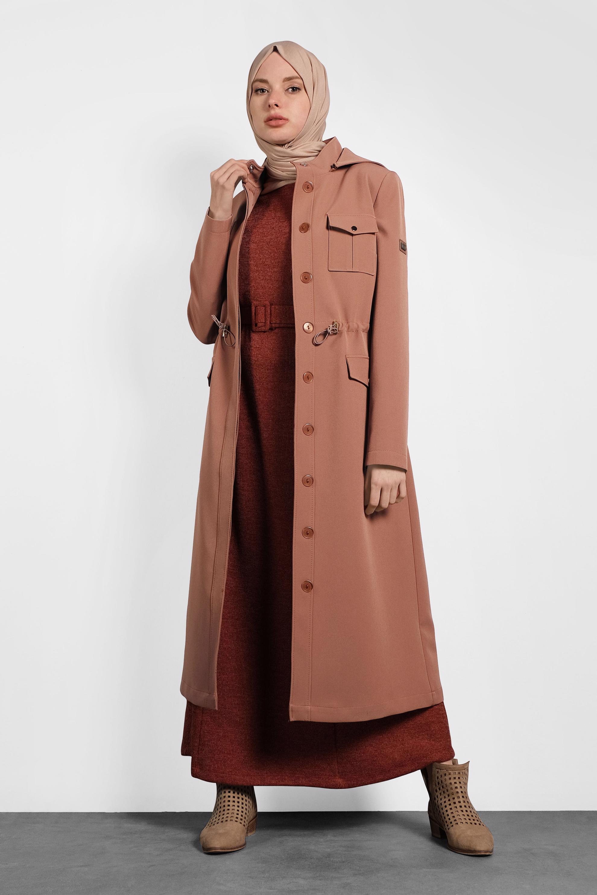 Hijab clothing TABA BUTTONED TRENCH-COAT WITH POCKETS 10135