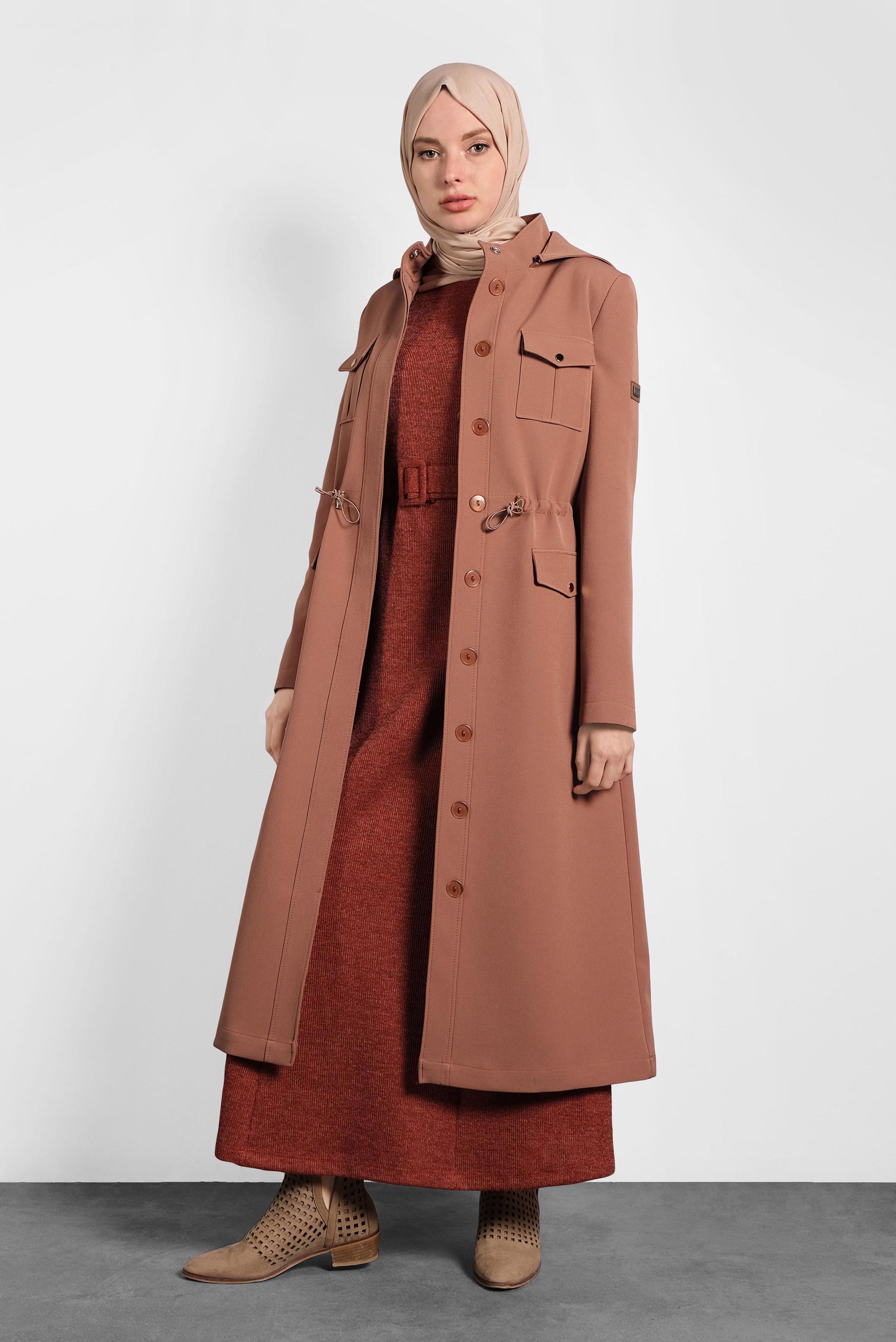 Hijab clothing TABA BUTTONED TRENCH-COAT WITH POCKETS 10135