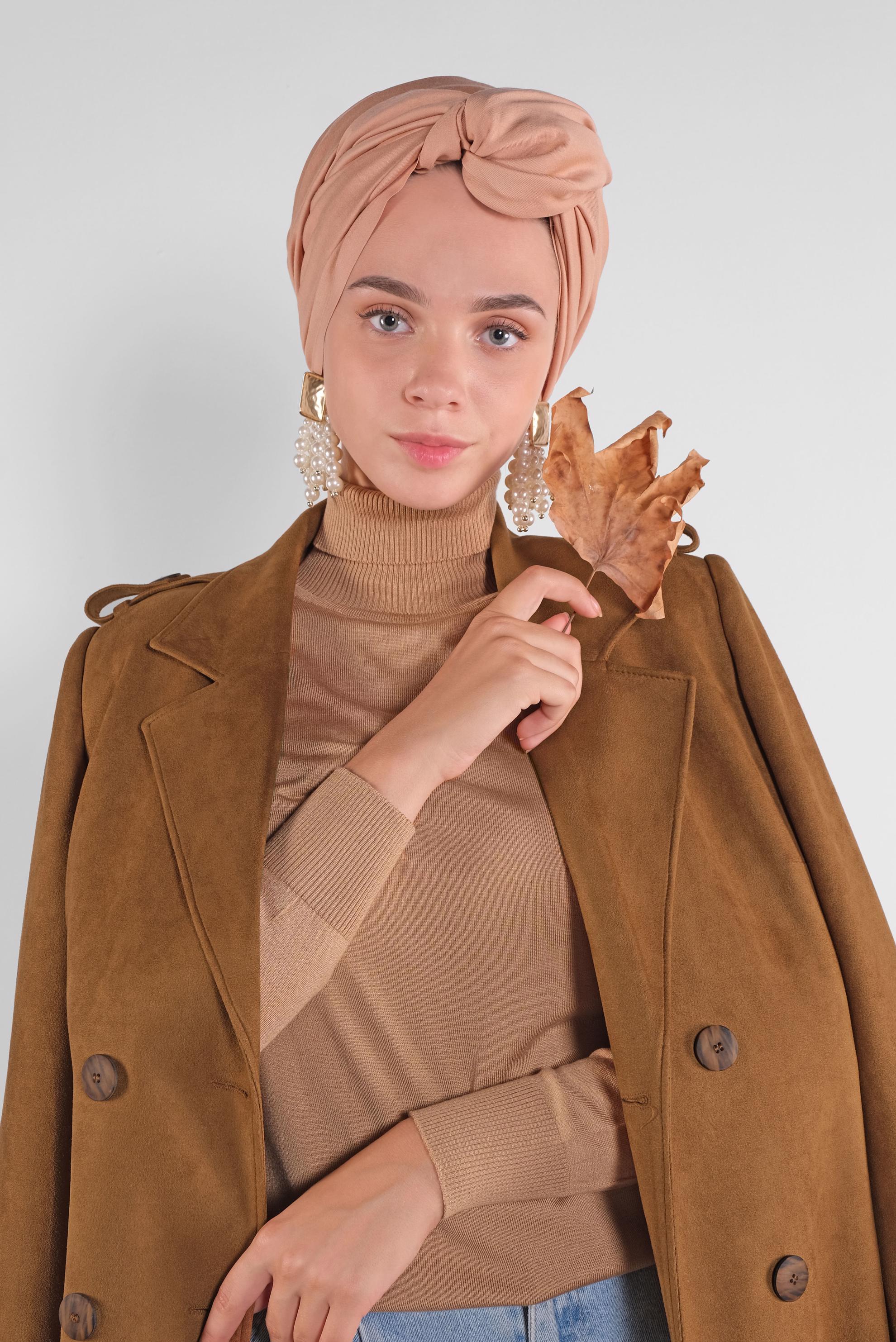 TRENCH-COAT EN DAIM AVEC CEINTURE HIJAB FEMME ALVİNA