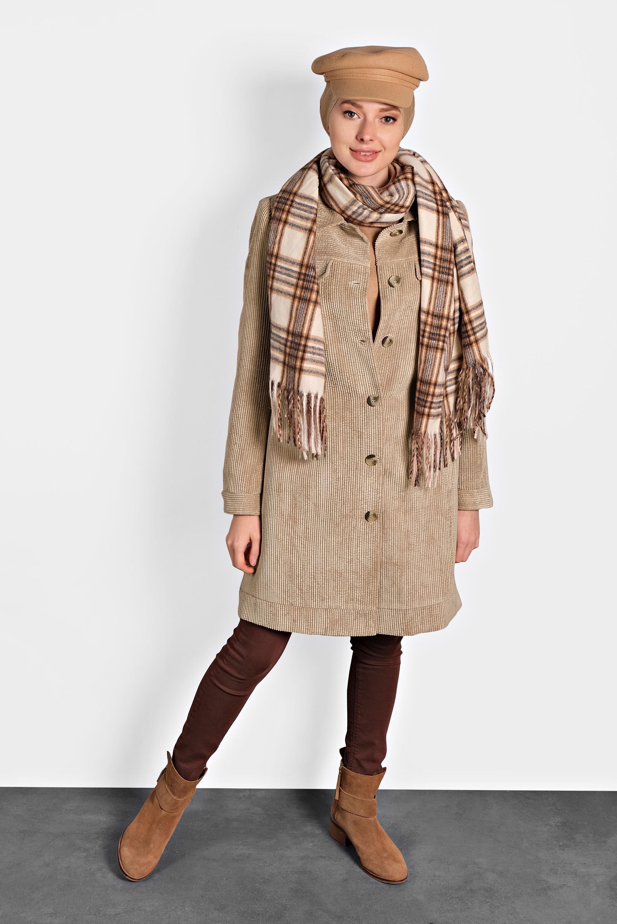 Hijab clothing BEIGE VELVET TRENCH-COAT 10140