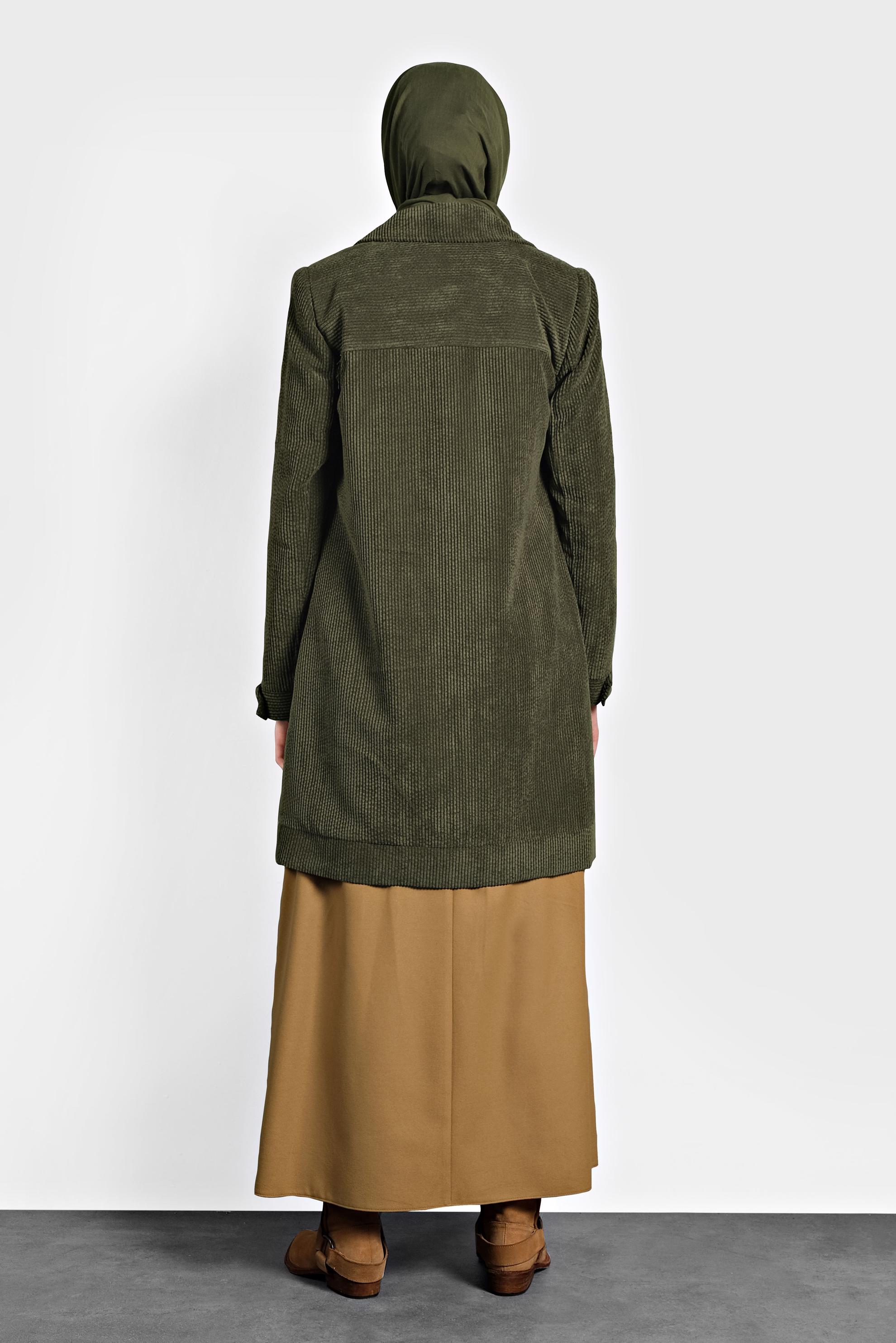 Hijab clothing KHAKI VELVET TRENCH-COAT 10140