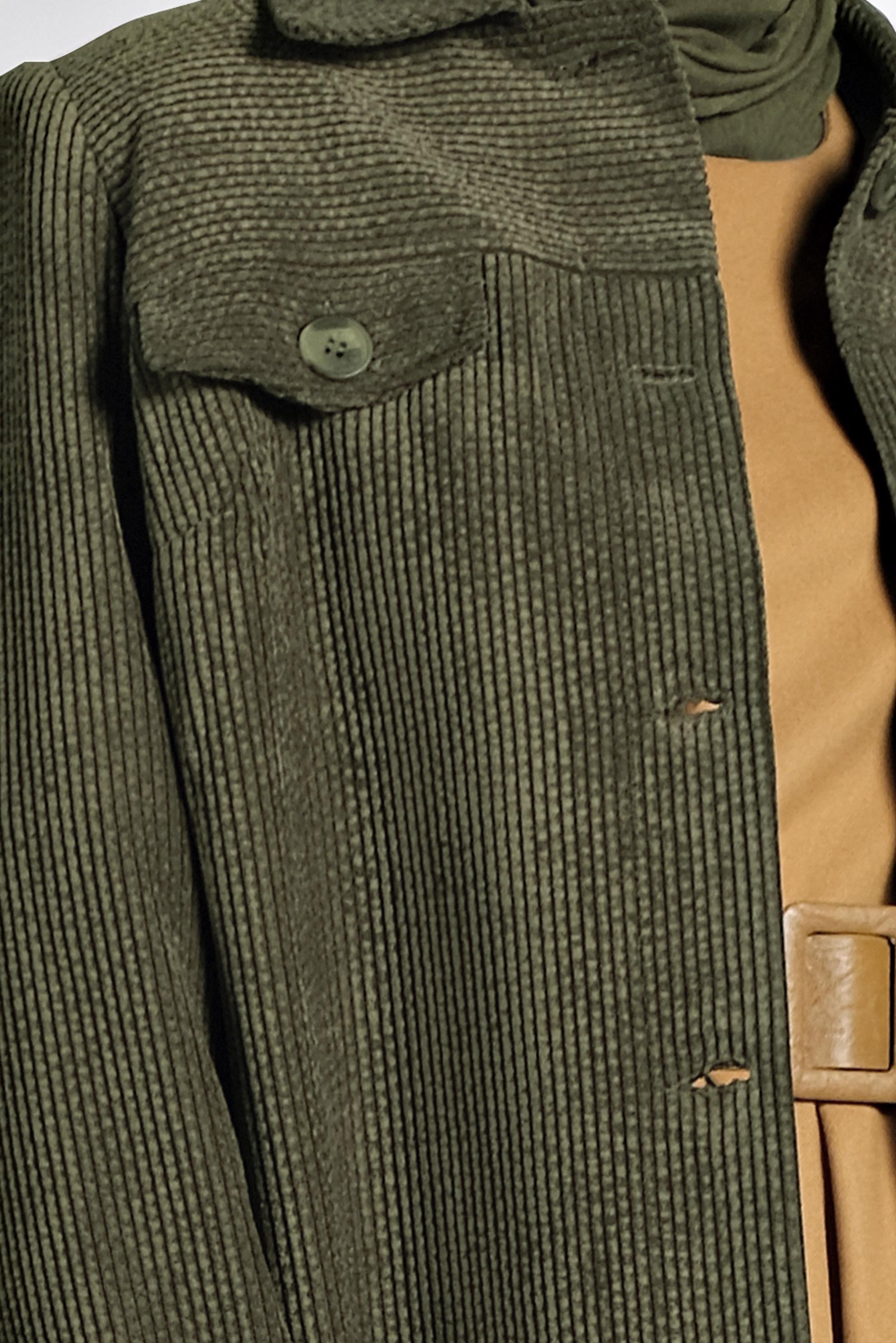 Hijab clothing KHAKI VELVET TRENCH-COAT 10140