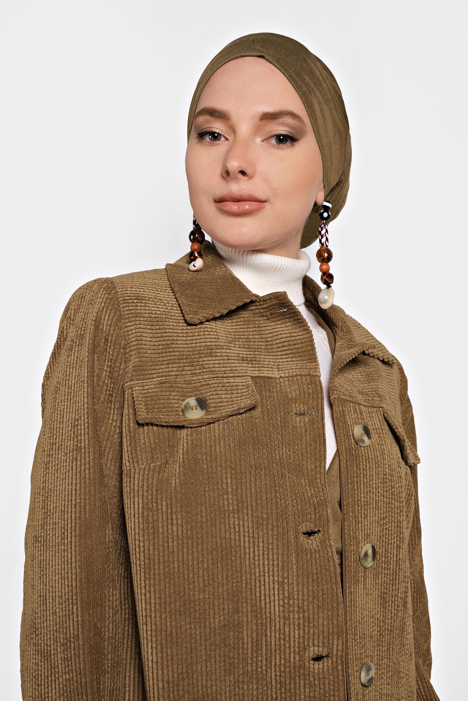 Hijab clothing TABA VELVET TRENCH-COAT 10140