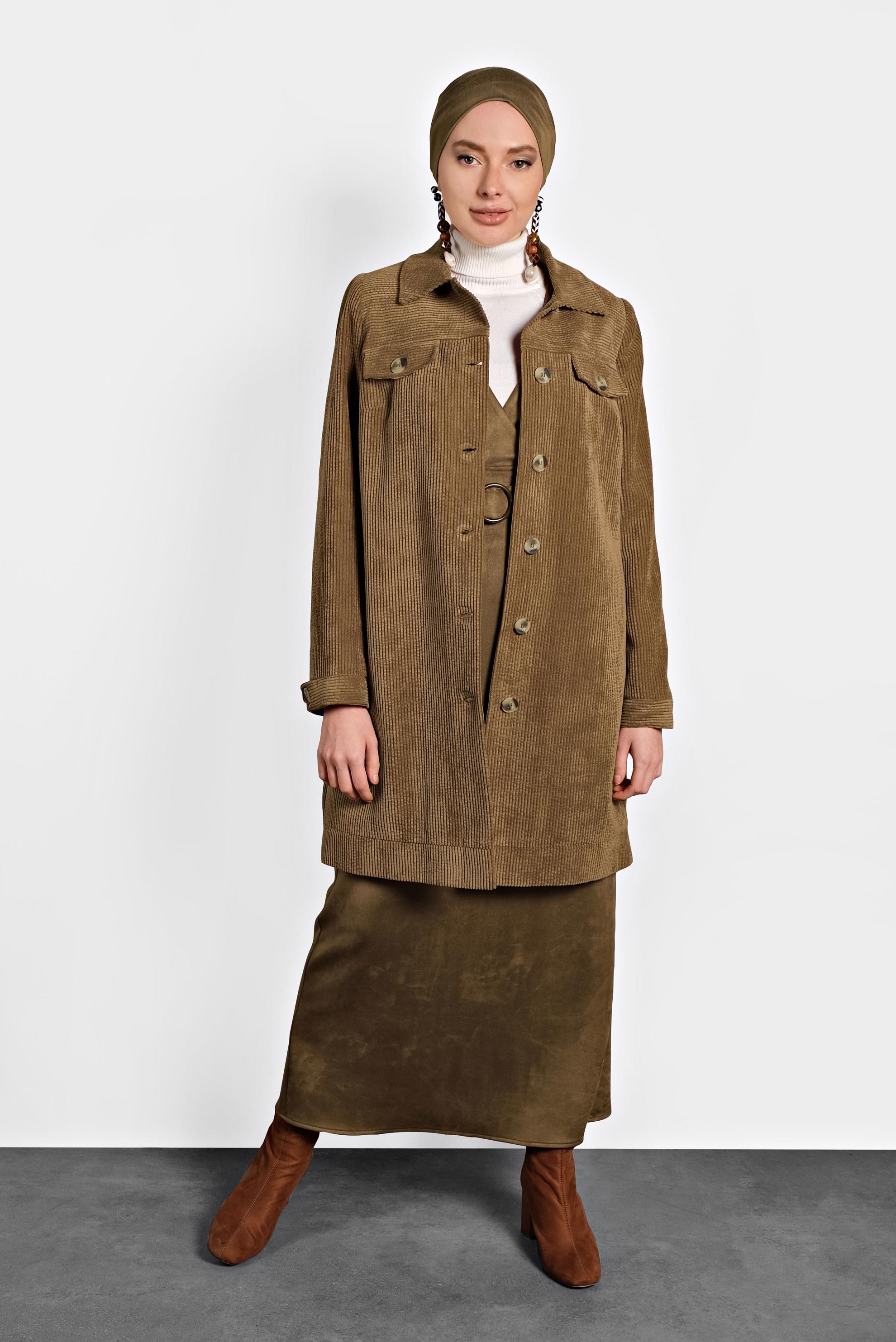 Hijab clothing TABA VELVET TRENCH-COAT 10140