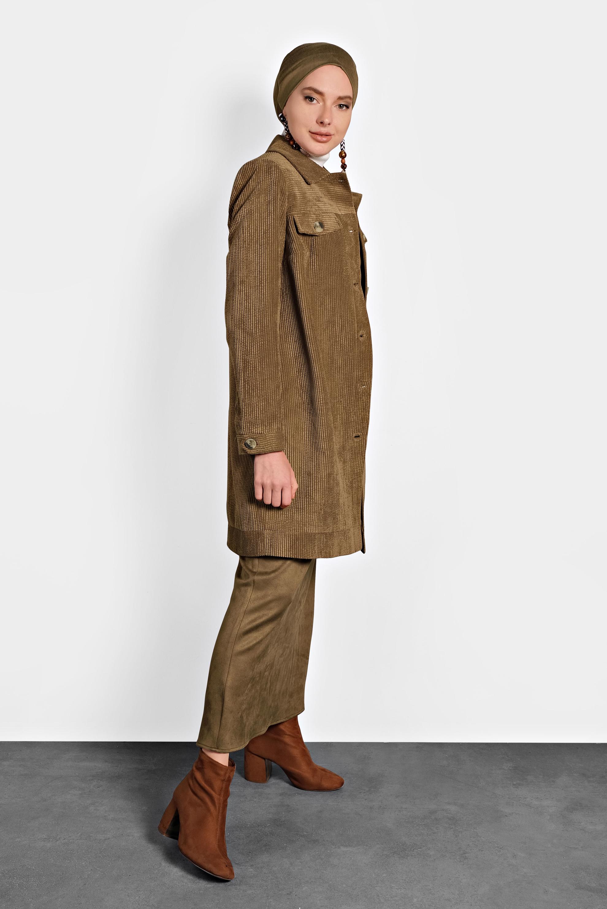 Hijab clothing TABA VELVET TRENCH-COAT 10140