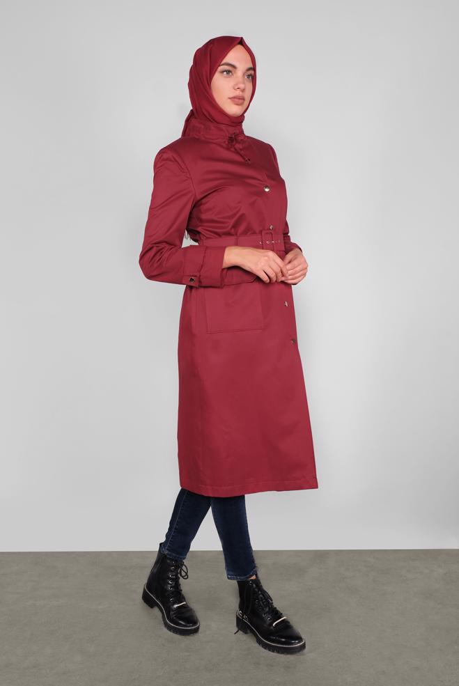 Tesettür giyim  PAMUKLU KEMERLİ TRENÇKOT 10290  - ALVİNA