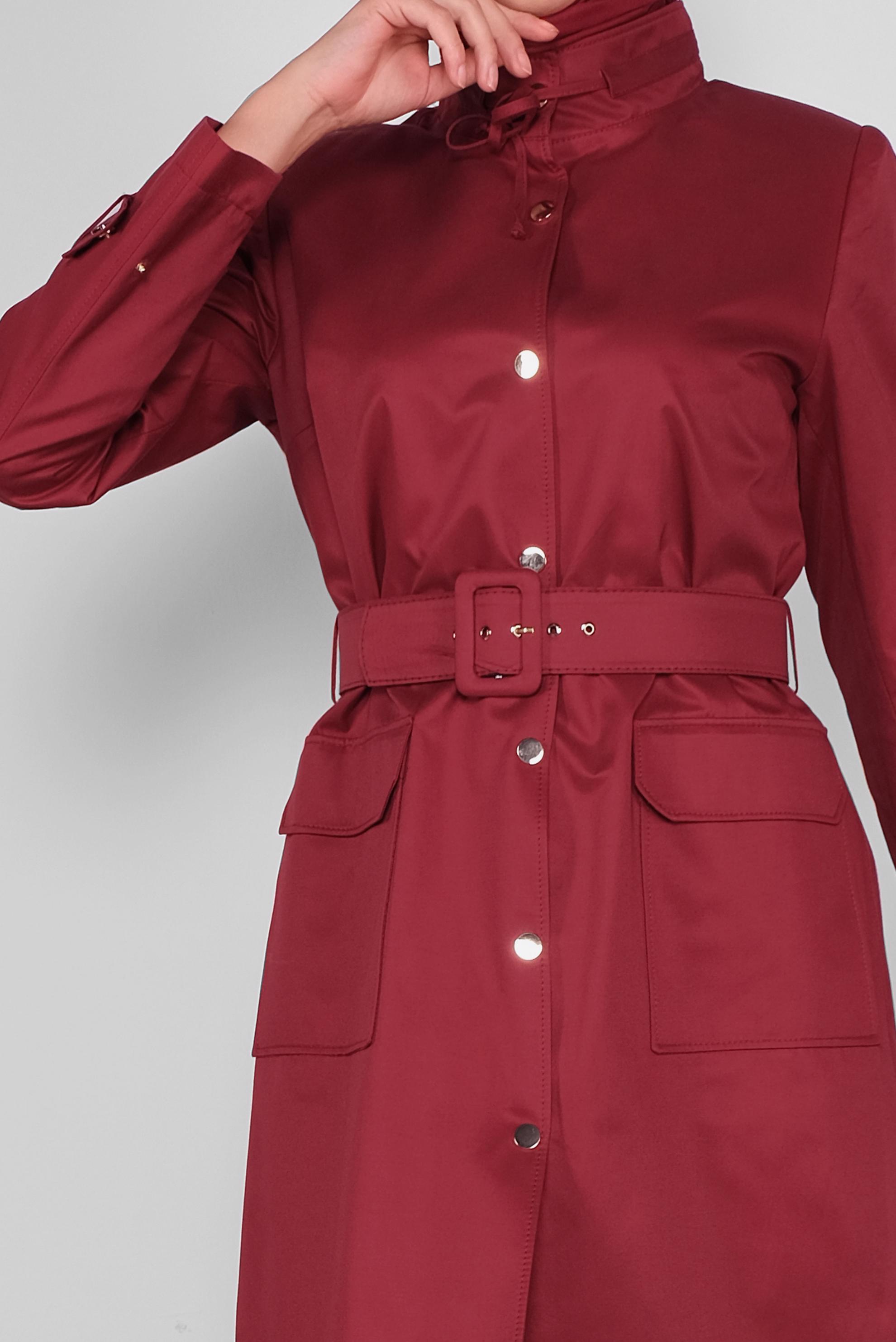 Tesettür giyim BORDO PAMUKLU KEMERLİ TRENÇKOT 10290 