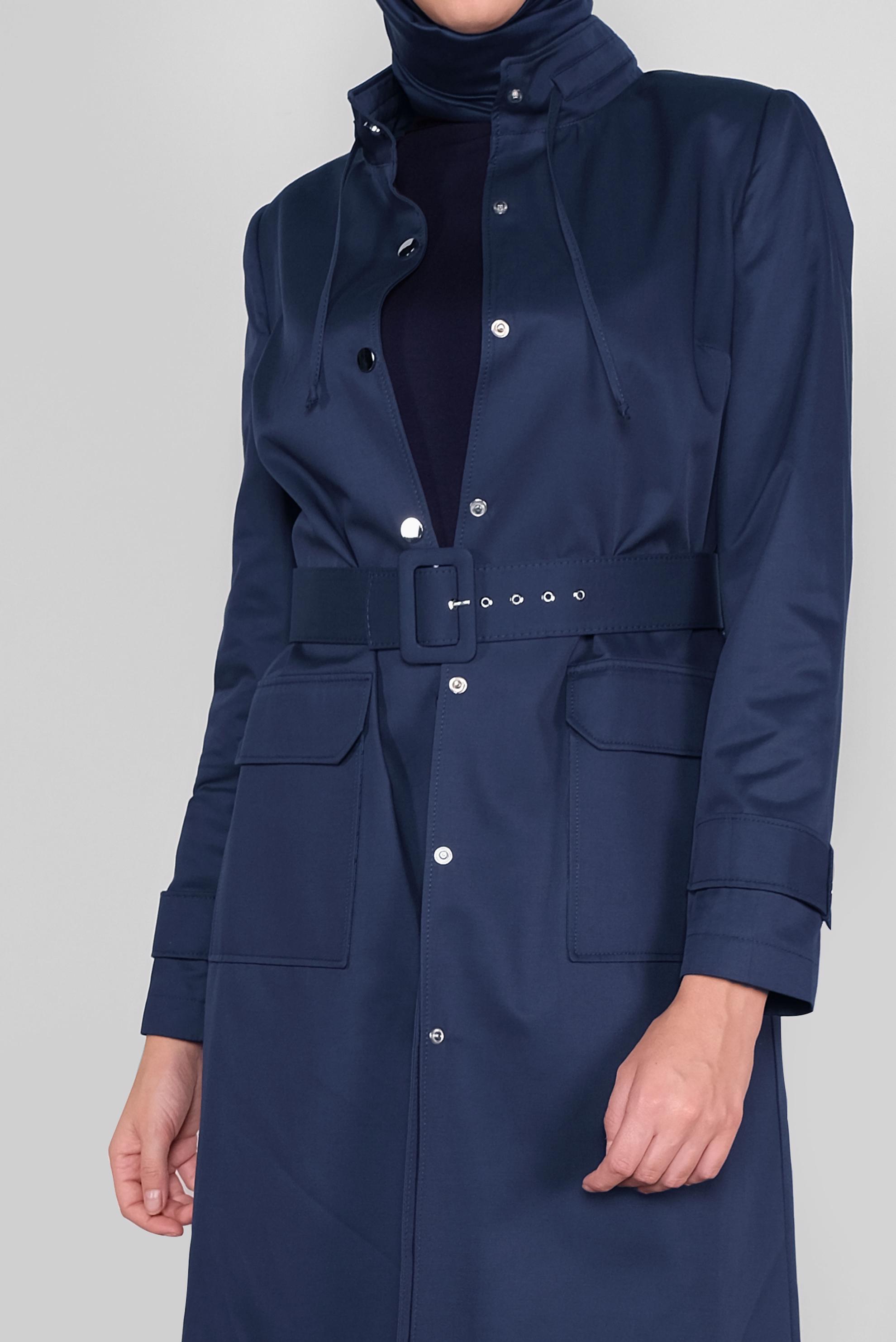 Tesettür giyim LACİVERT PAMUKLU KEMERLİ TRENÇKOT 10290 