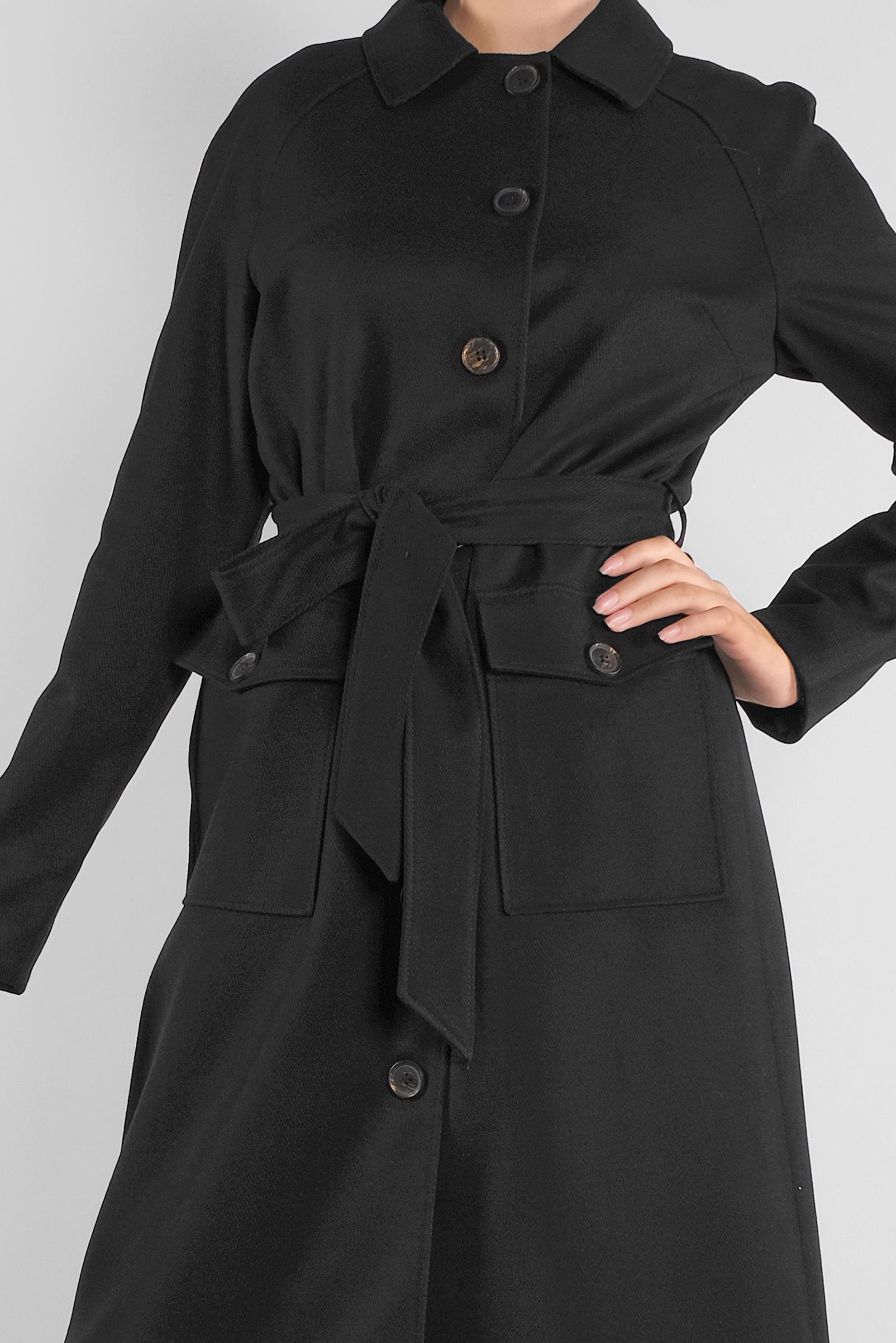 Tesettür giyim SİYAH CEPLİ TRENÇKOT 10291 