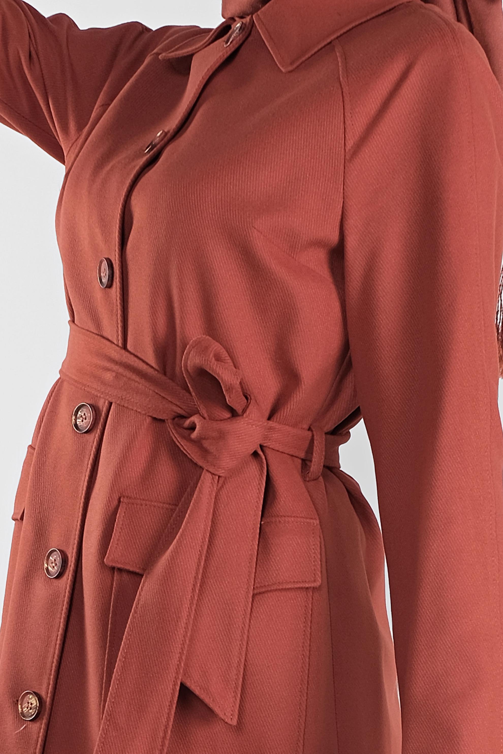 Tesettür giyim TURUNCU CEPLİ TRENÇKOT 10291 