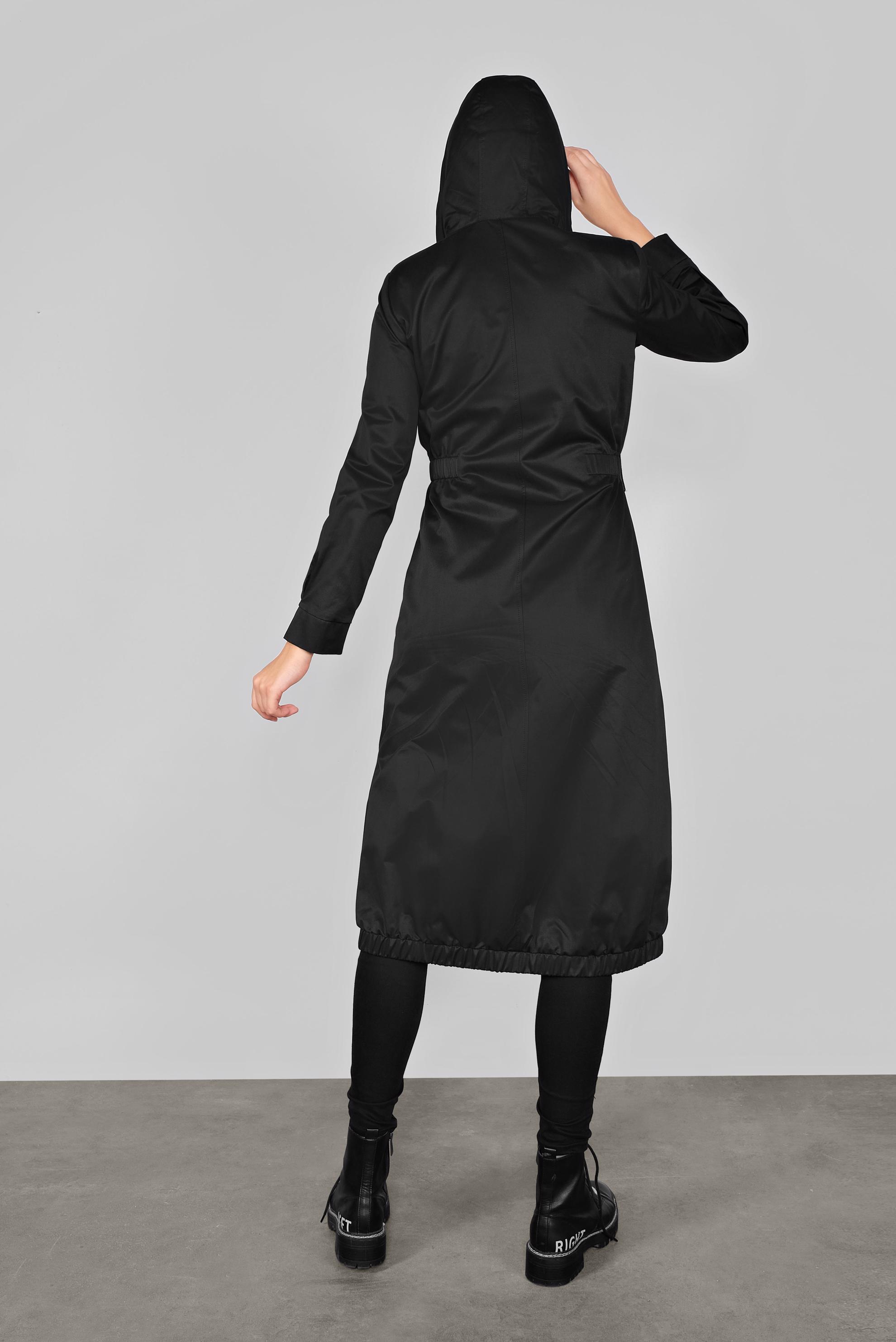 Tesettür giyim SİYAH KAPÜŞONLU FERMUARLI TRENÇKOT 10292 