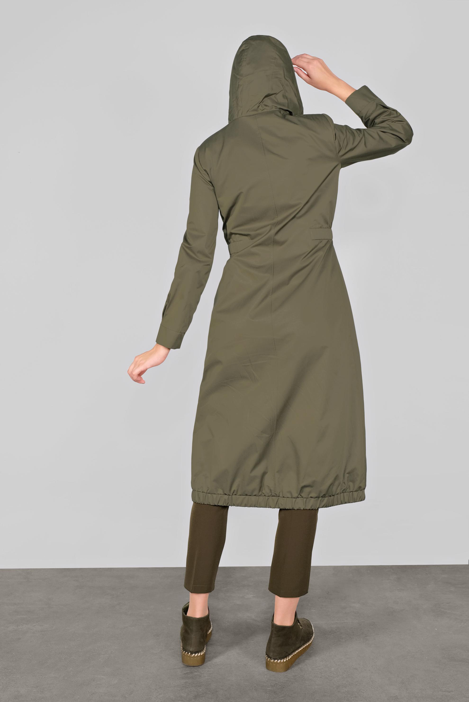 Tesettür giyim HAKİ KAPÜŞONLU FERMUARLI TRENÇKOT 10292 