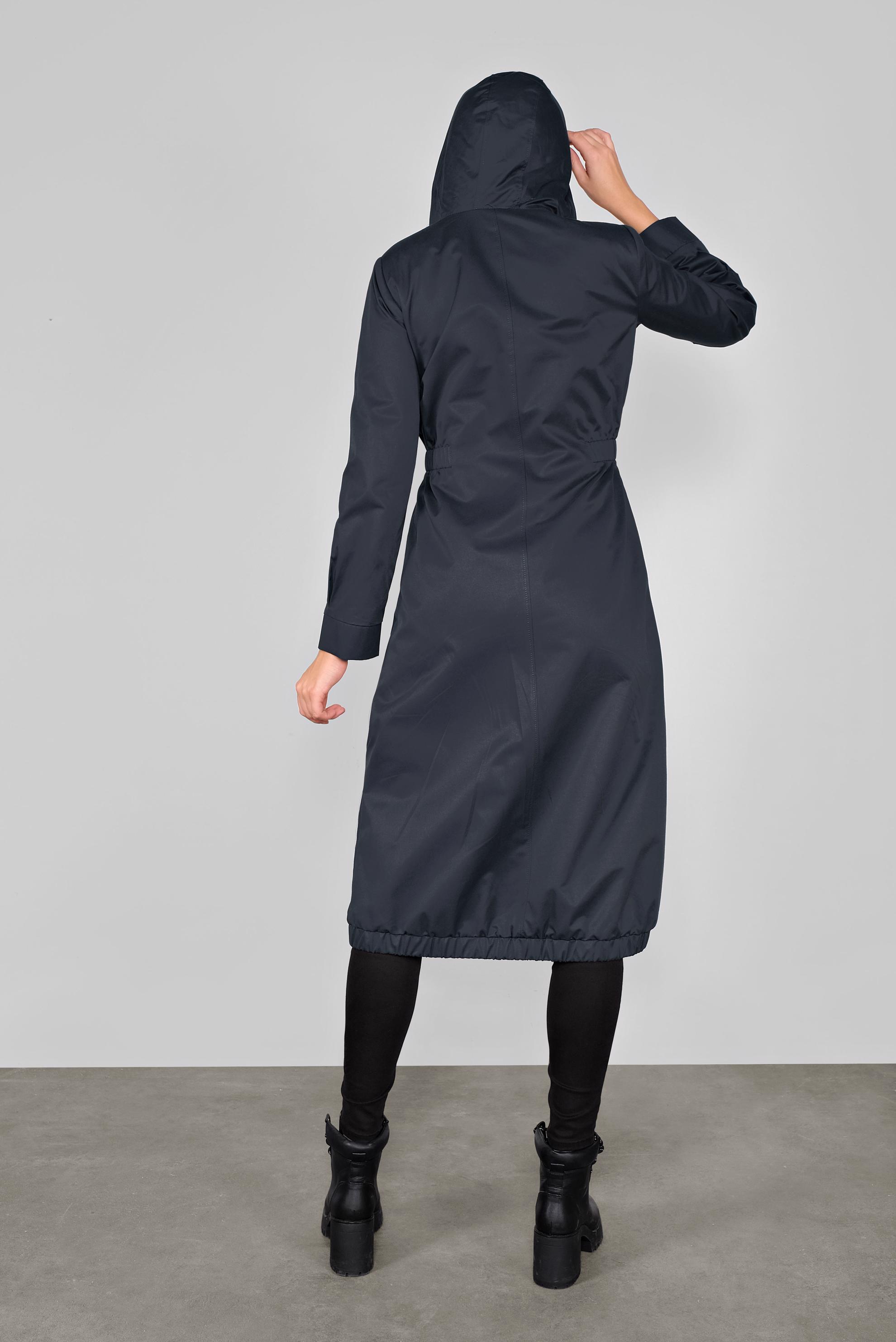 Tesettür giyim LACİVERT KAPÜŞONLU FERMUARLI TRENÇKOT 10292 